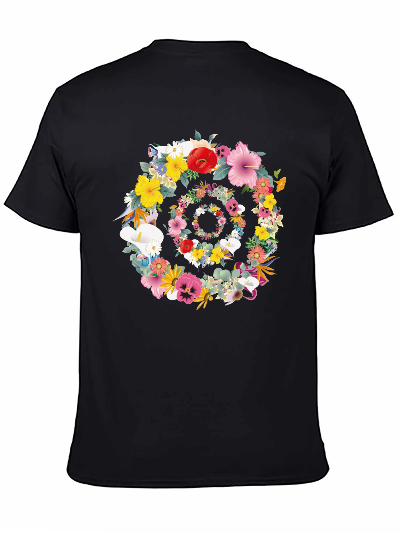 Floral Swirl Graphic Tee - Stylish Black T-Shirt