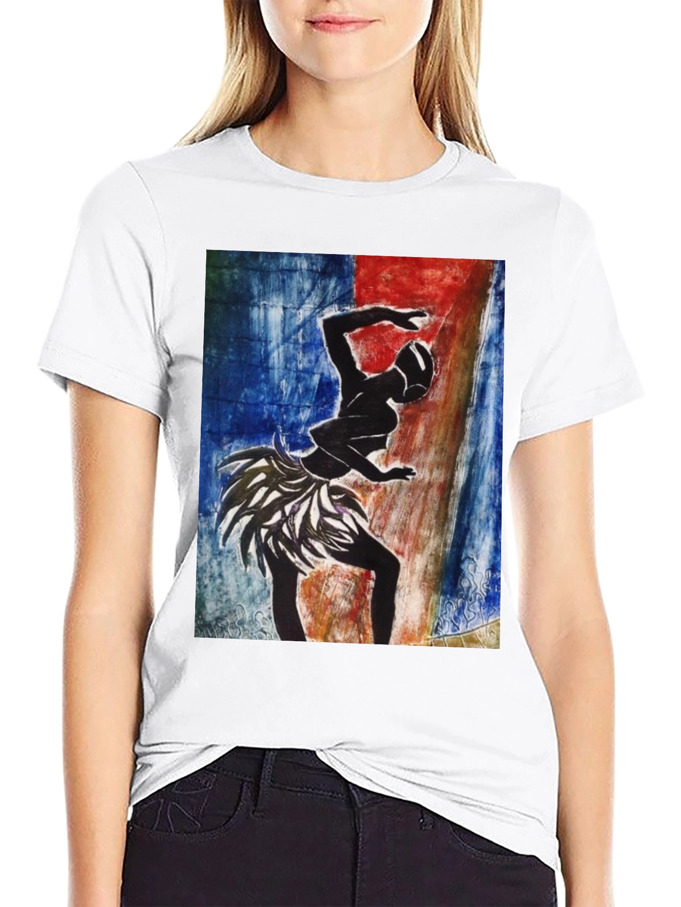 Tribal Dancer Graphic Tee - Black Cotton T-Shirt