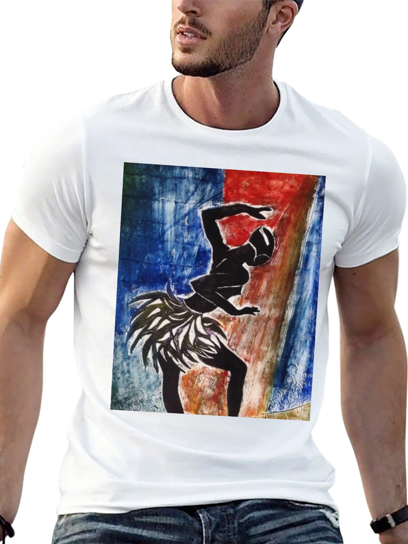 Tribal Dancer Graphic Tee - Black Cotton T-Shirt