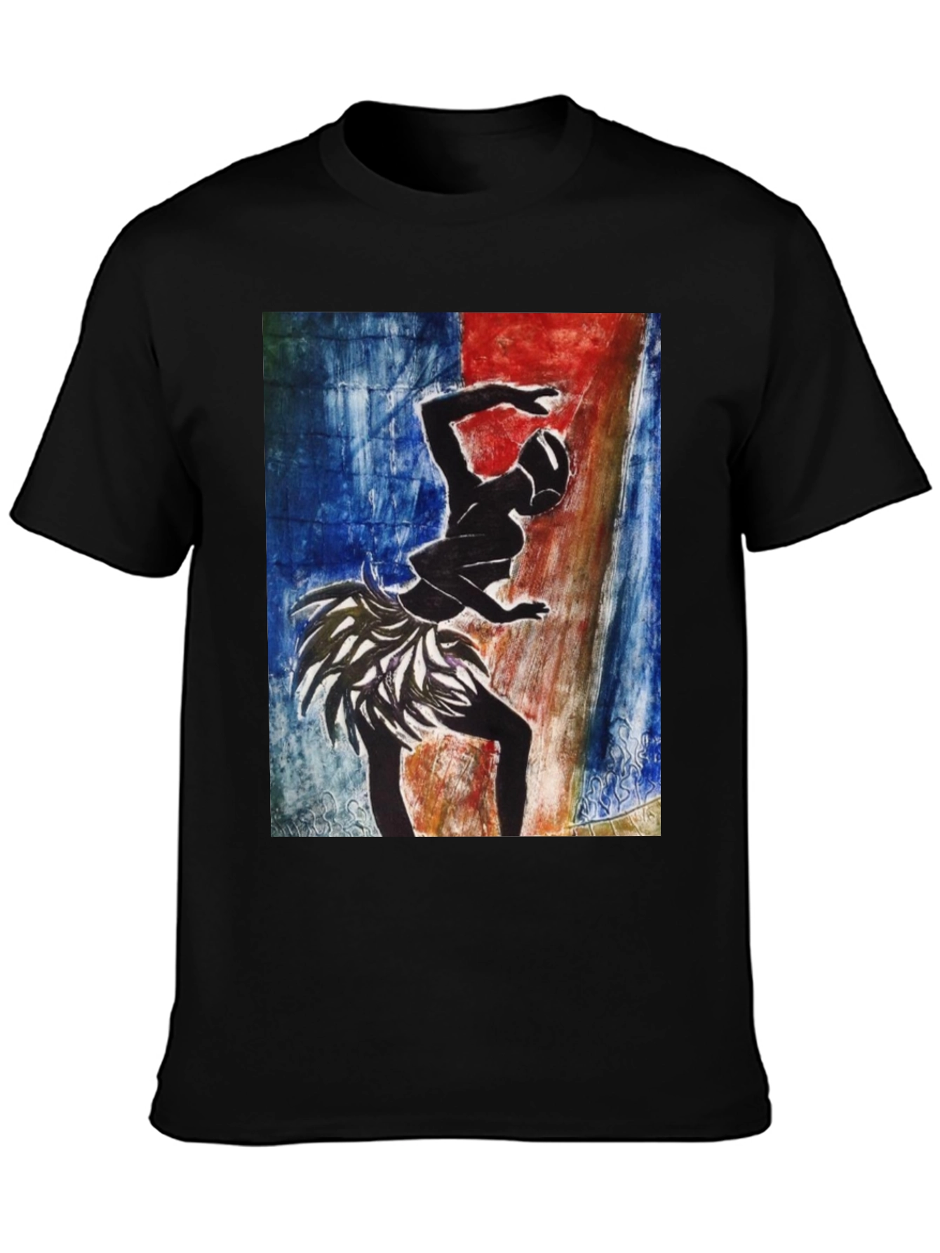 Tribal Dancer Graphic Tee - Black Cotton T-Shirt