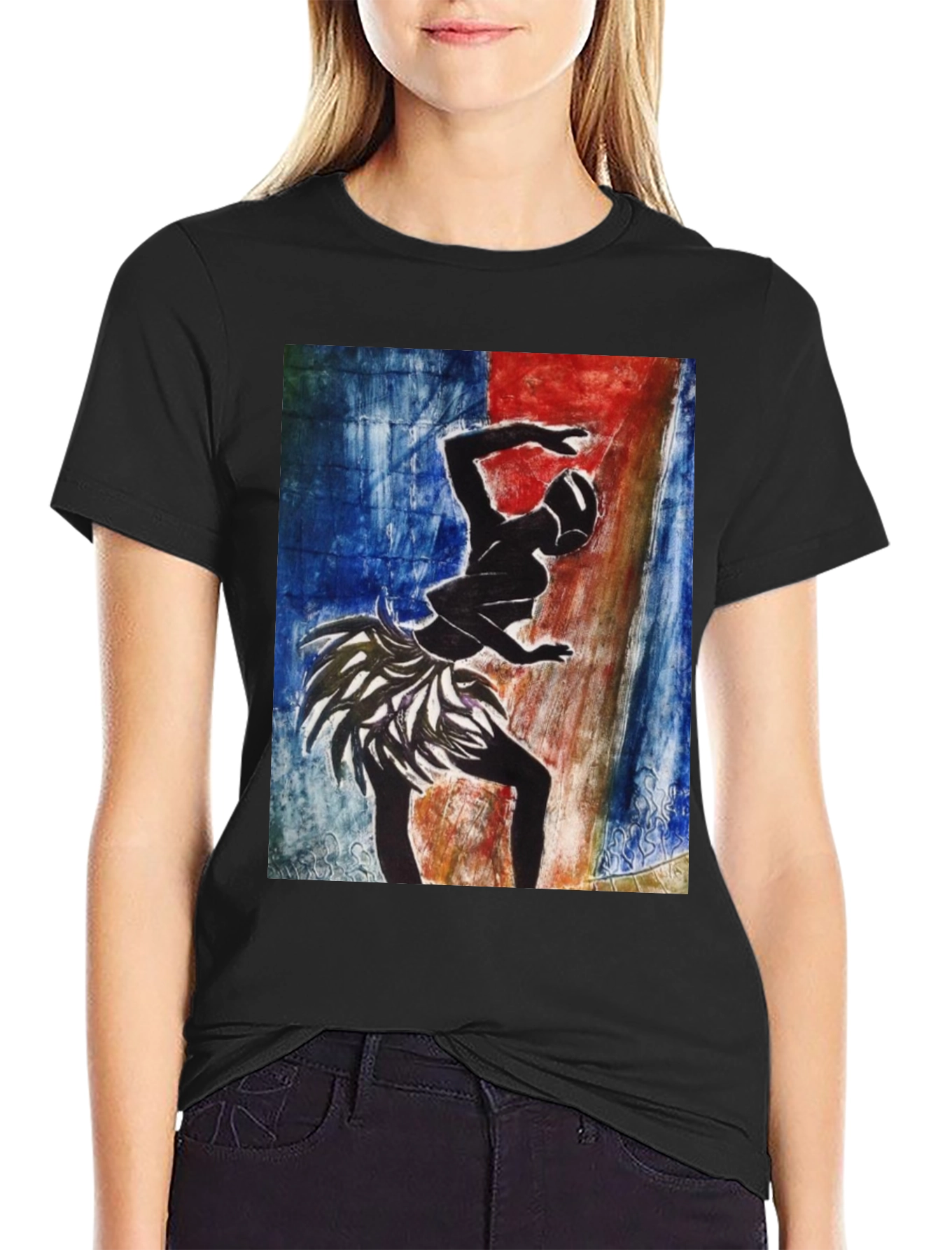 Tribal Dancer Graphic Tee - Black Cotton T-Shirt