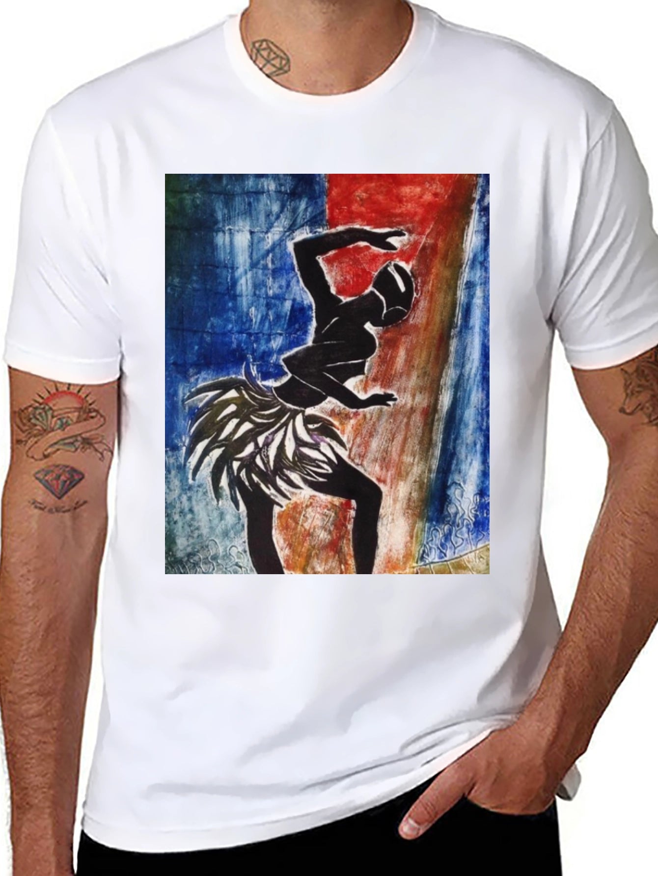 Tribal Dancer Graphic Tee - Black Cotton T-Shirt