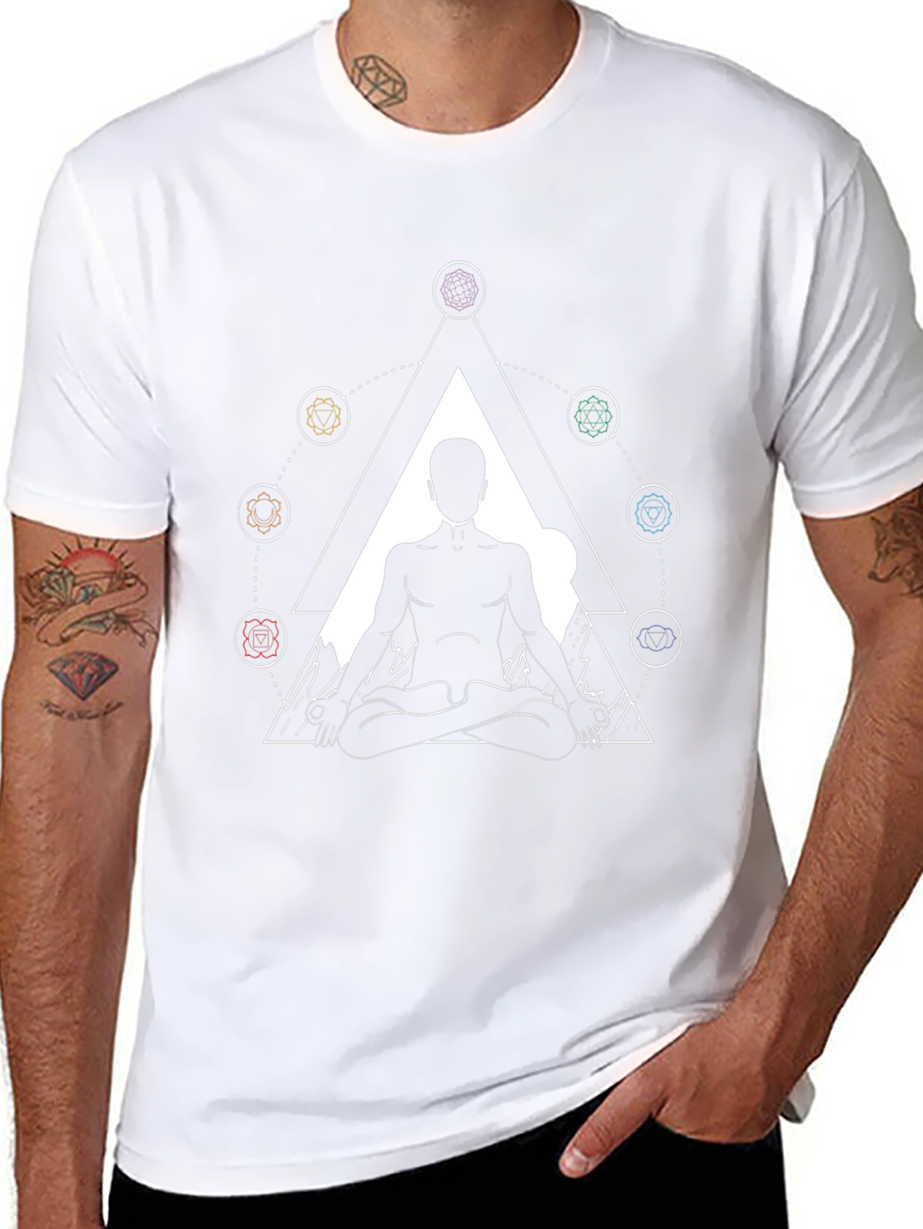 Meditative Geometric Tee - Black Cotton