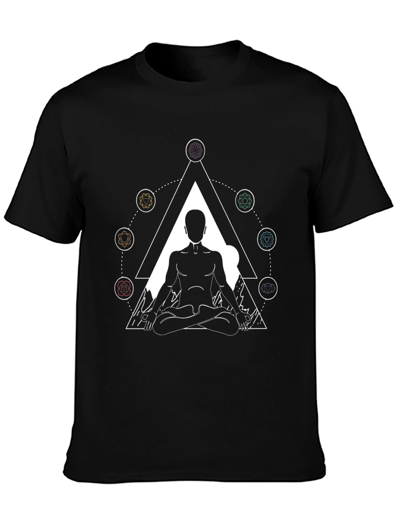Meditative Geometric Tee - Black Cotton