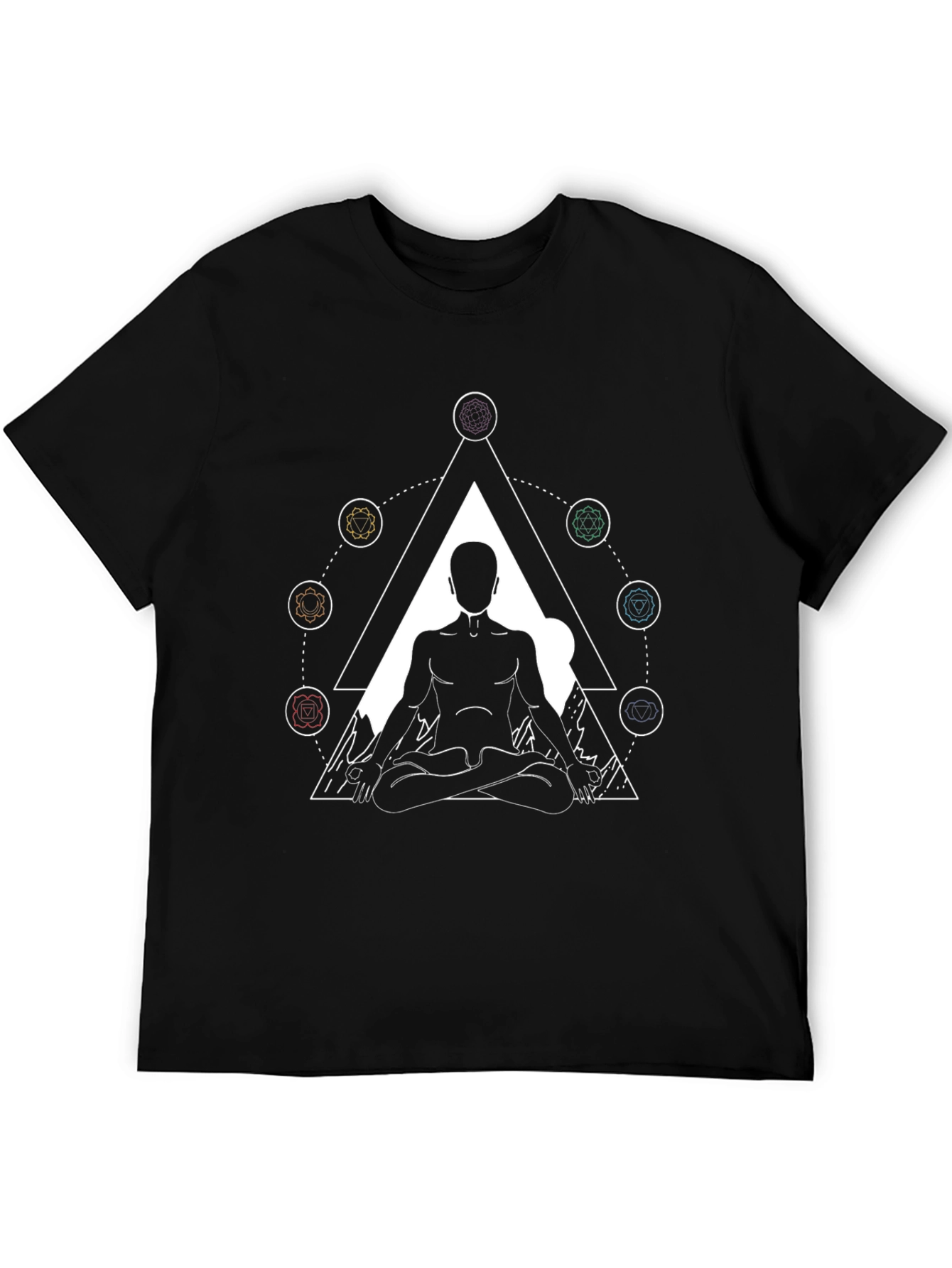 Meditative Geometric Tee - Black Cotton