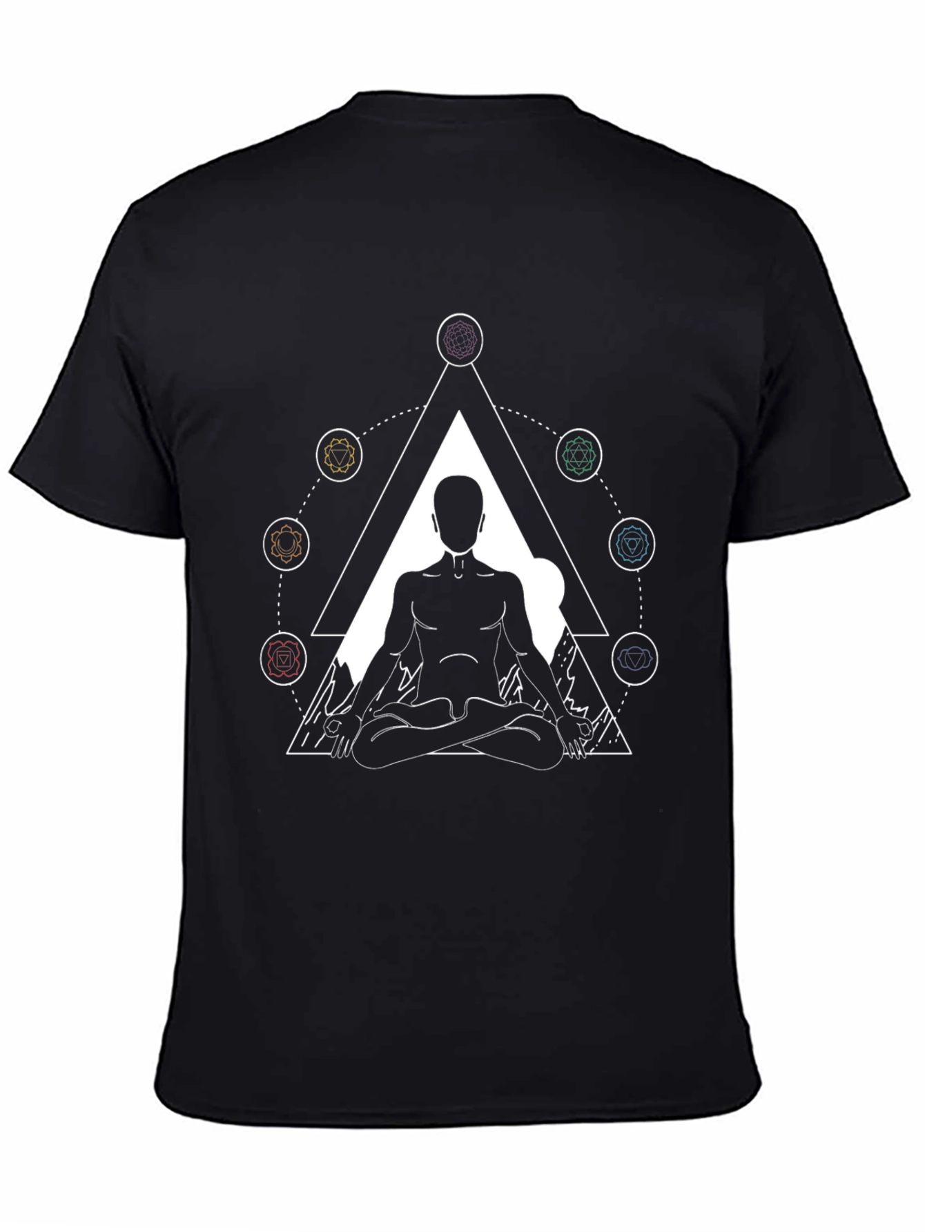 Meditative Geometric Tee - Black Cotton