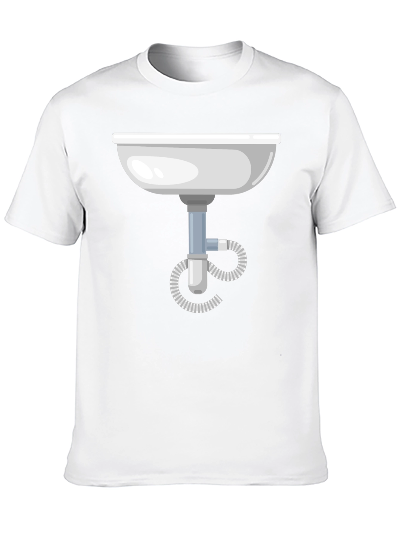 Funny Plumbing Sink Graphic Tee - Black Cotton T-Shirt
