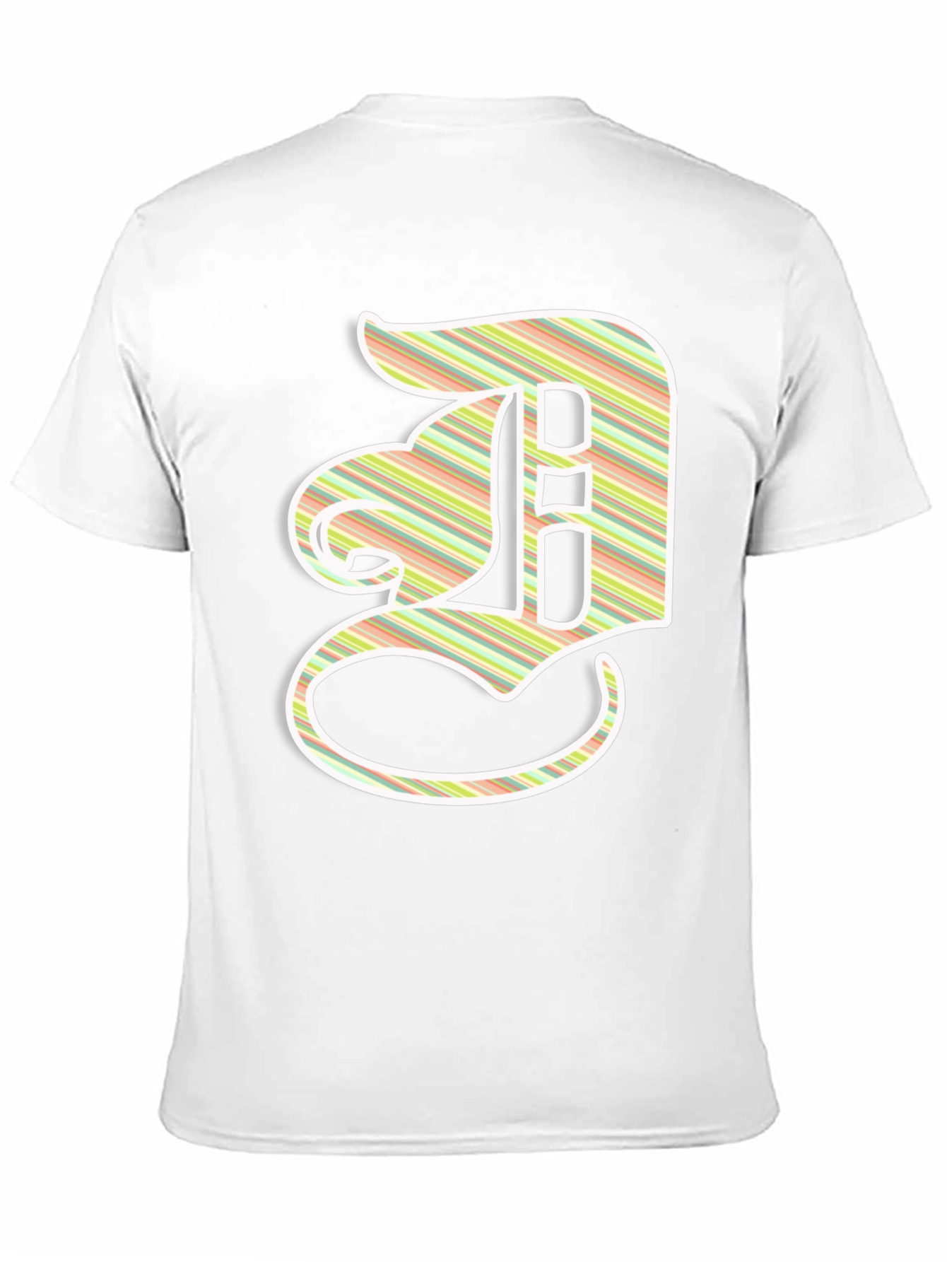 Striped Letter D Graphic Tee - Casual Black T-Shirt