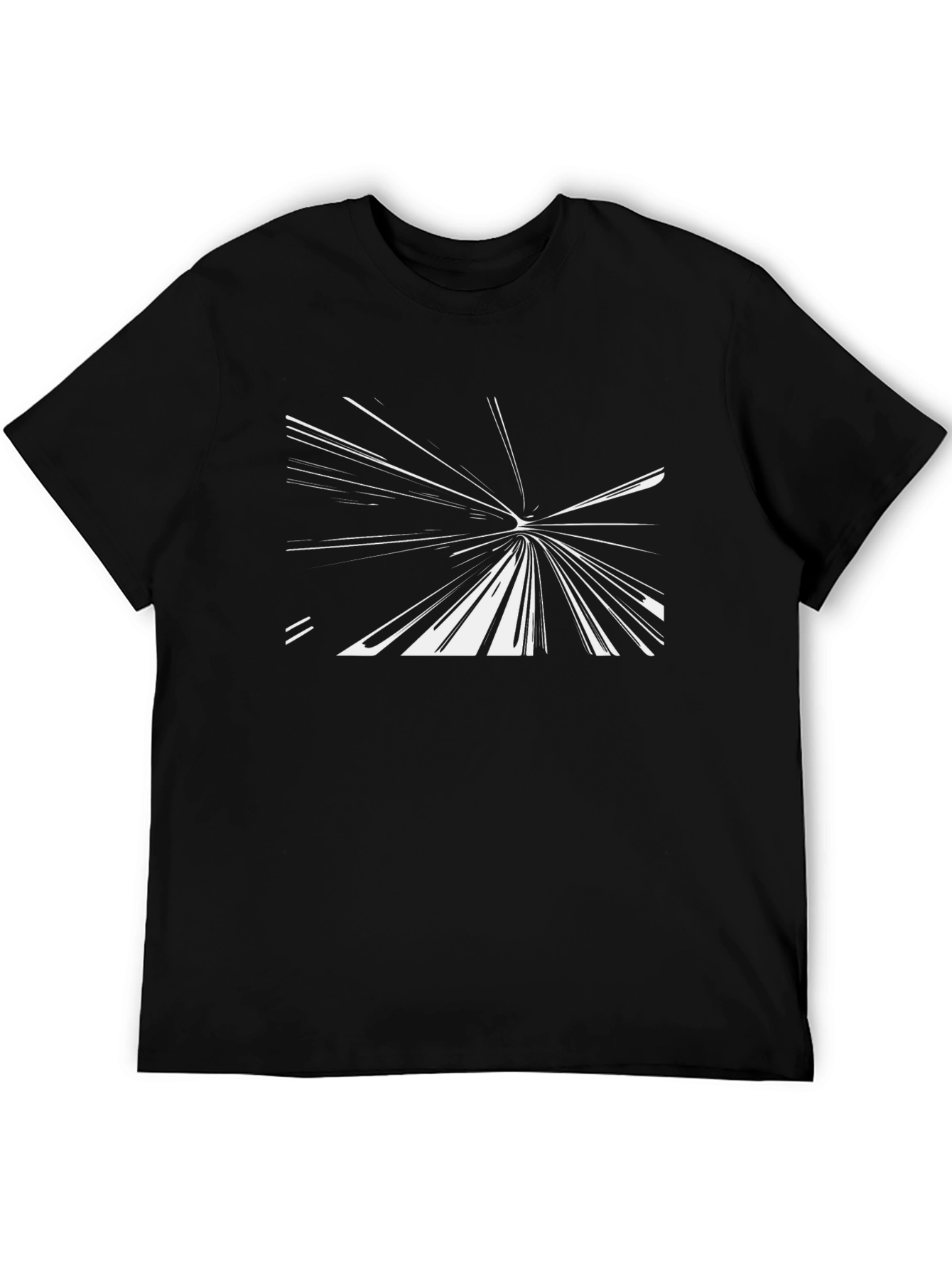 Abstract White Lines on Black T-Shirt