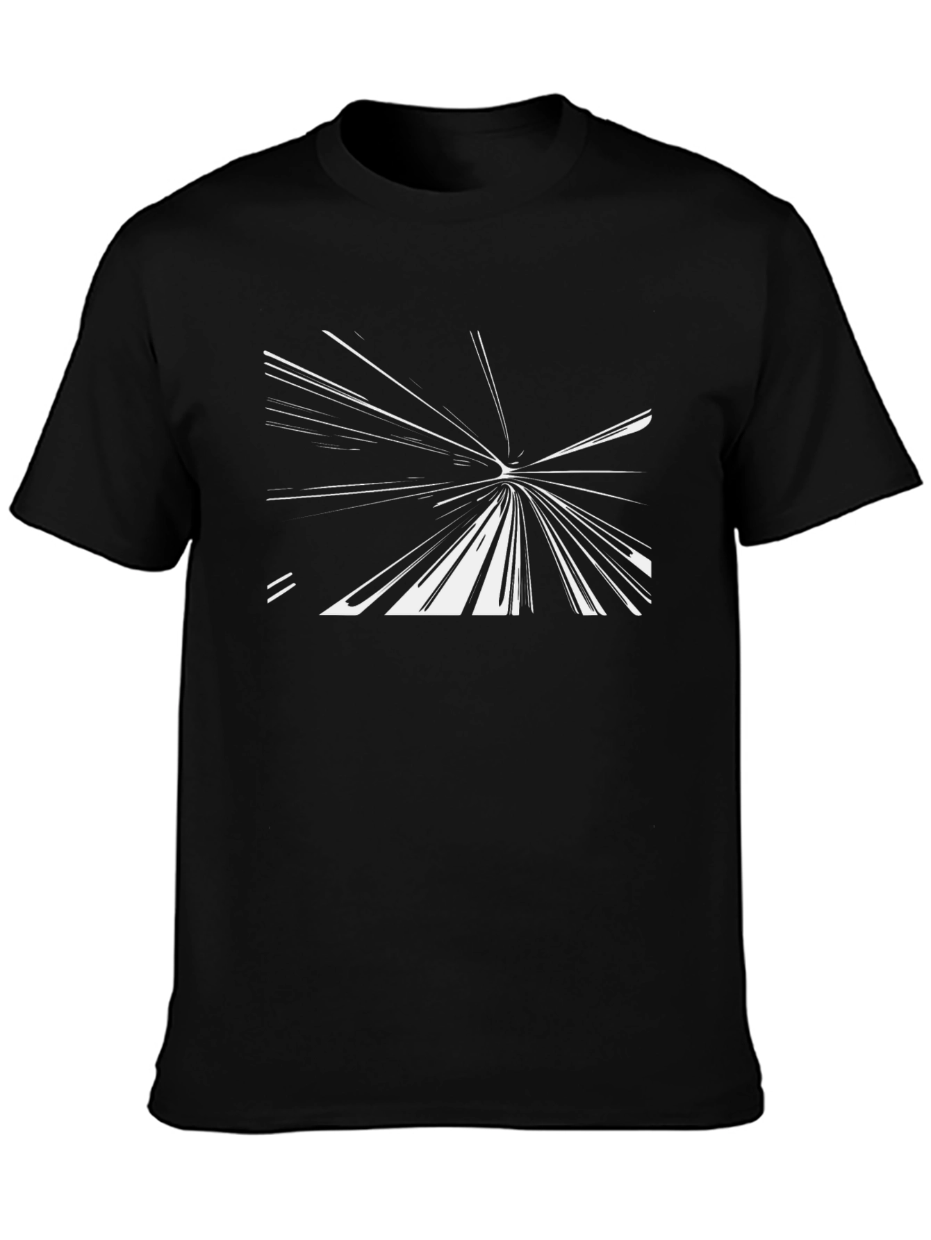 Abstract White Lines on Black T-Shirt