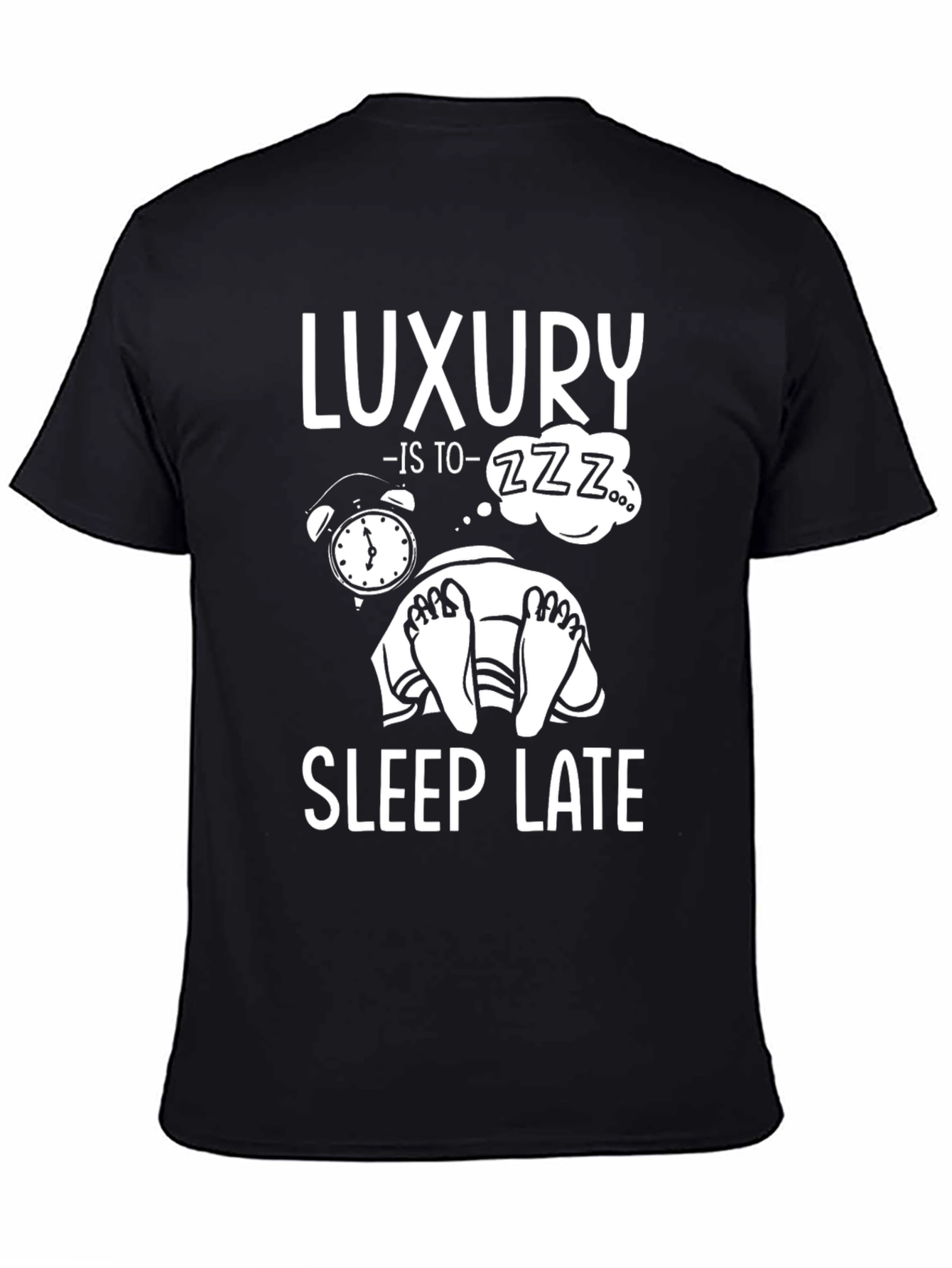 Luxury Sleep Late Black Graphic T-Shirt