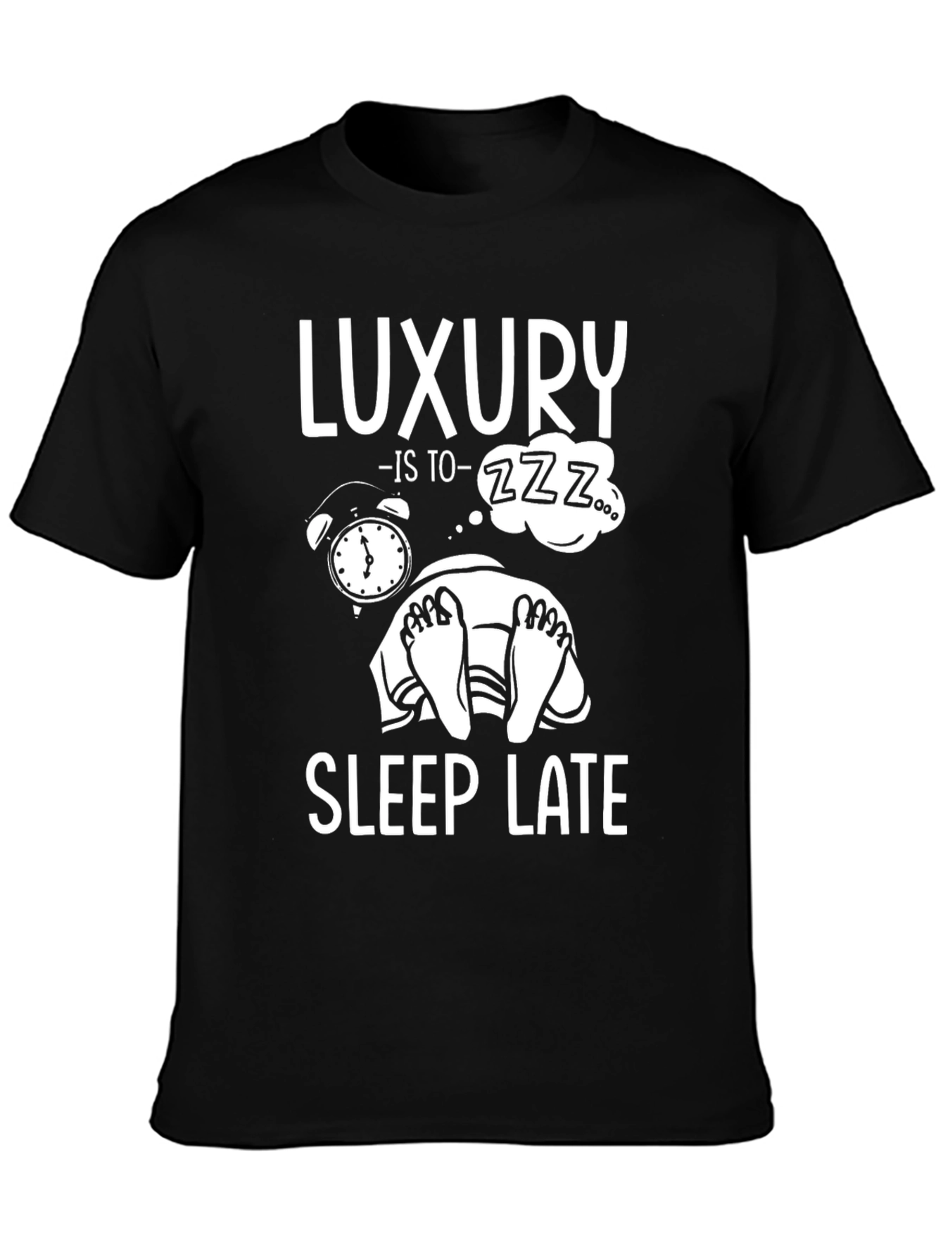Luxury Sleep Late Black Graphic T-Shirt