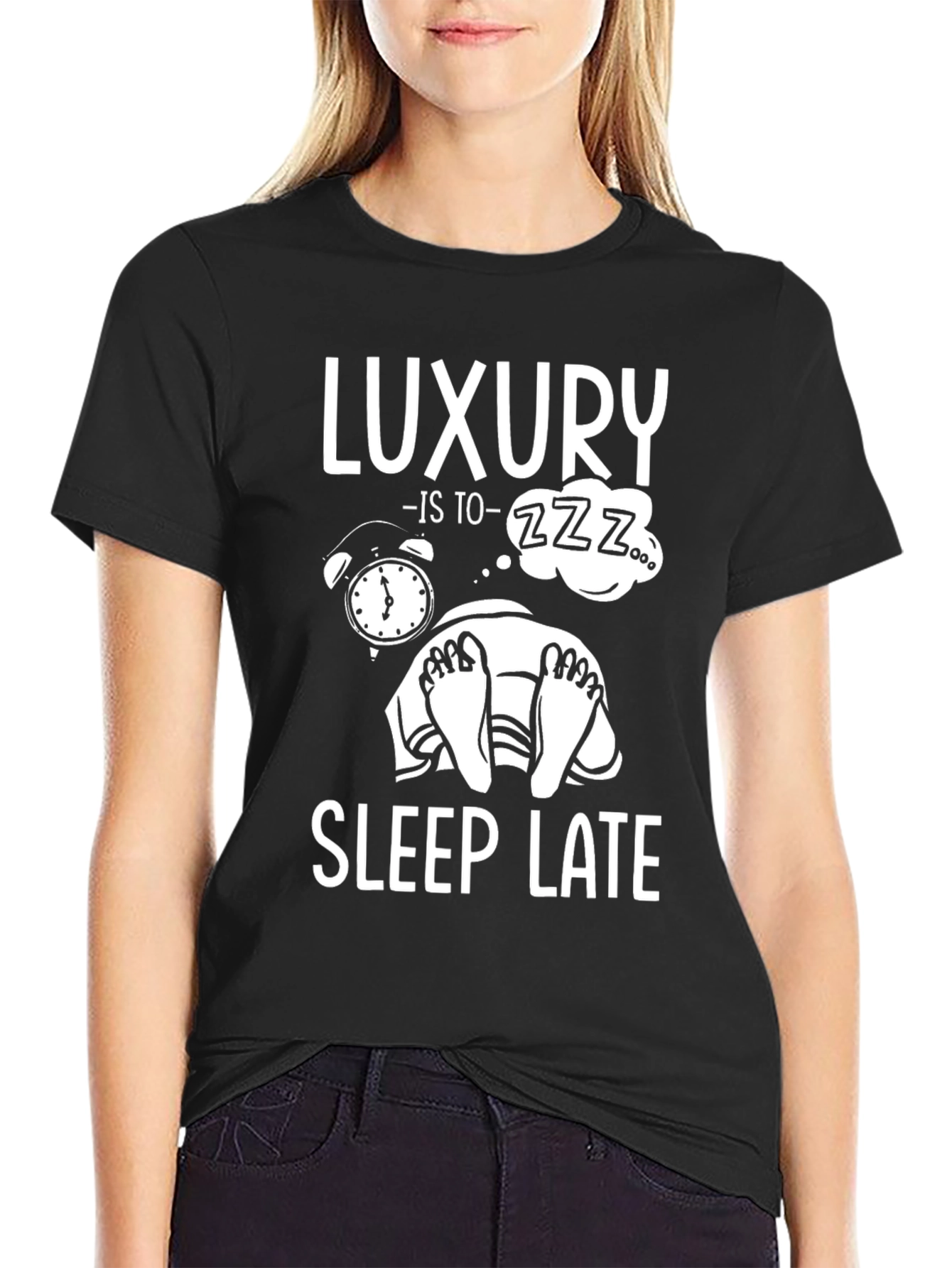 Luxury Sleep Late Black Graphic T-Shirt