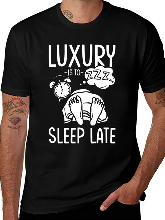 Luxury Sleep Late Black Graphic T-Shirt