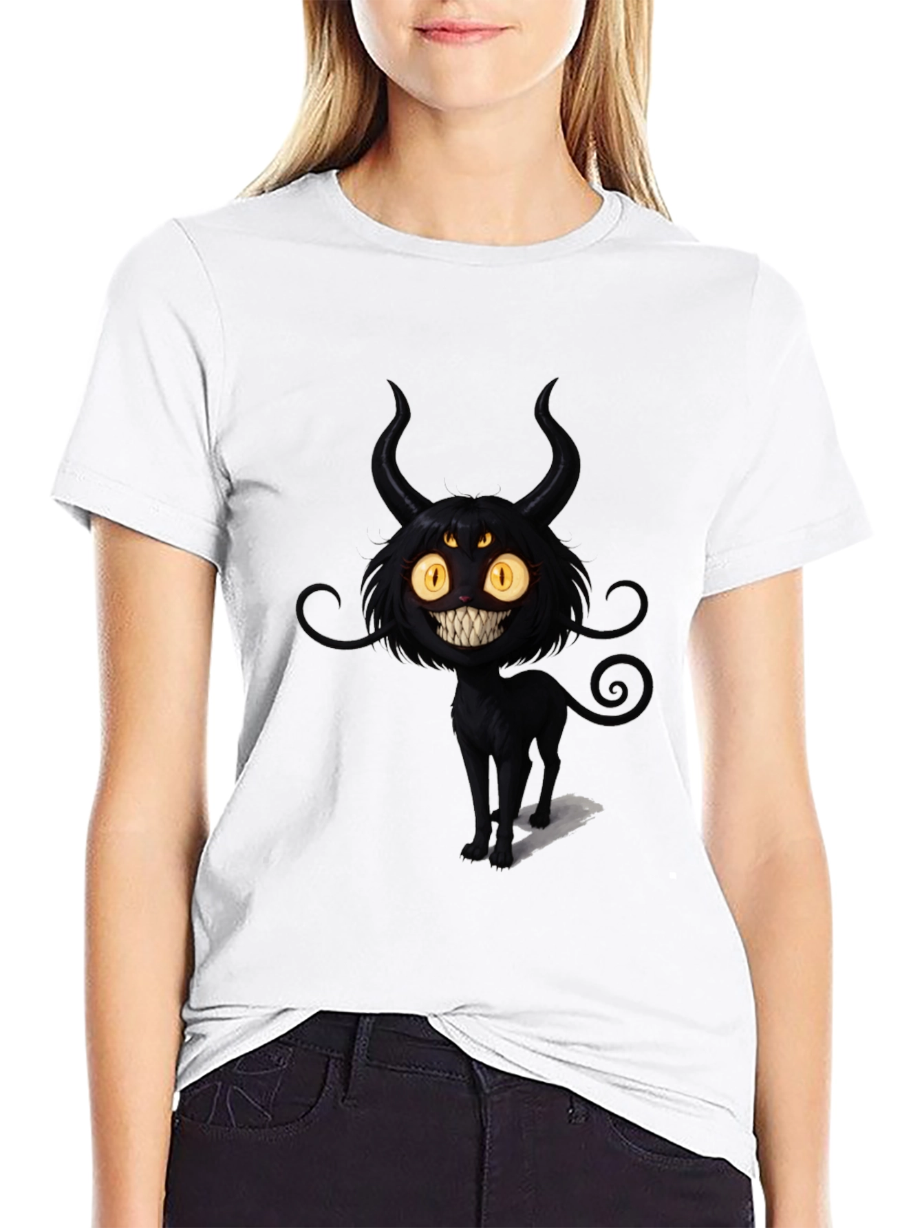 Black Cat Devil Graphic T-Shirt