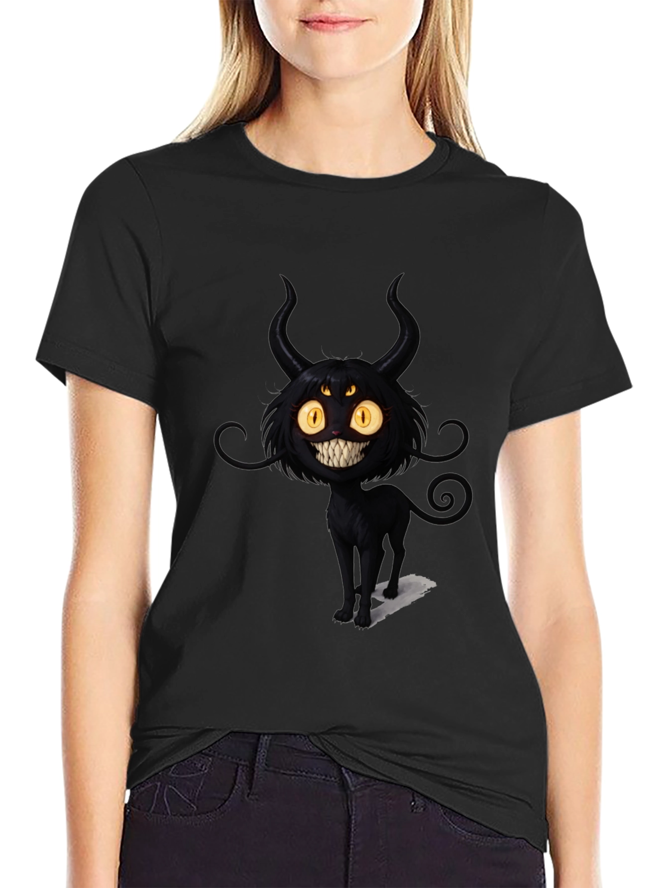 Black Cat Devil Graphic T-Shirt