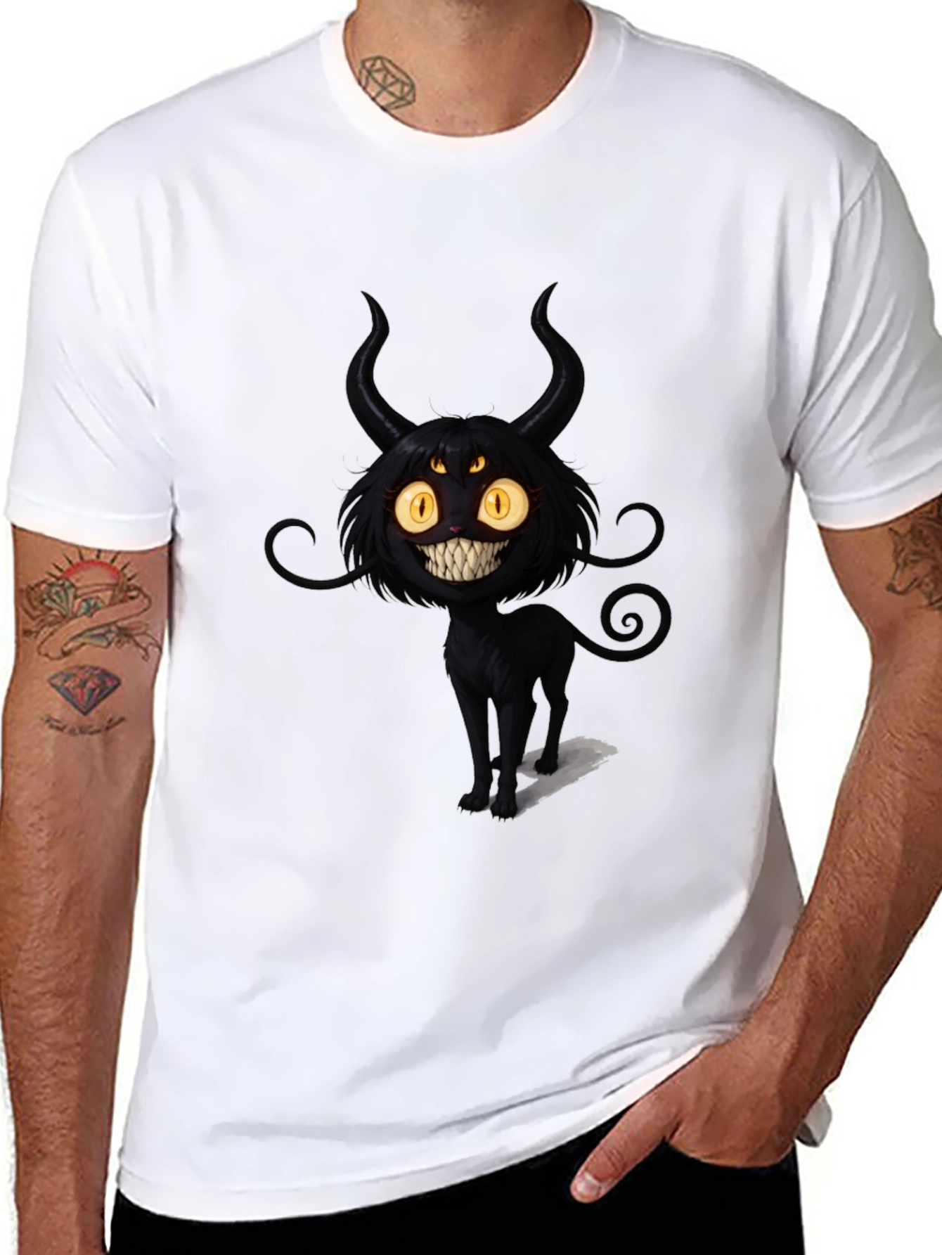 Black Cat Devil Graphic T-Shirt
