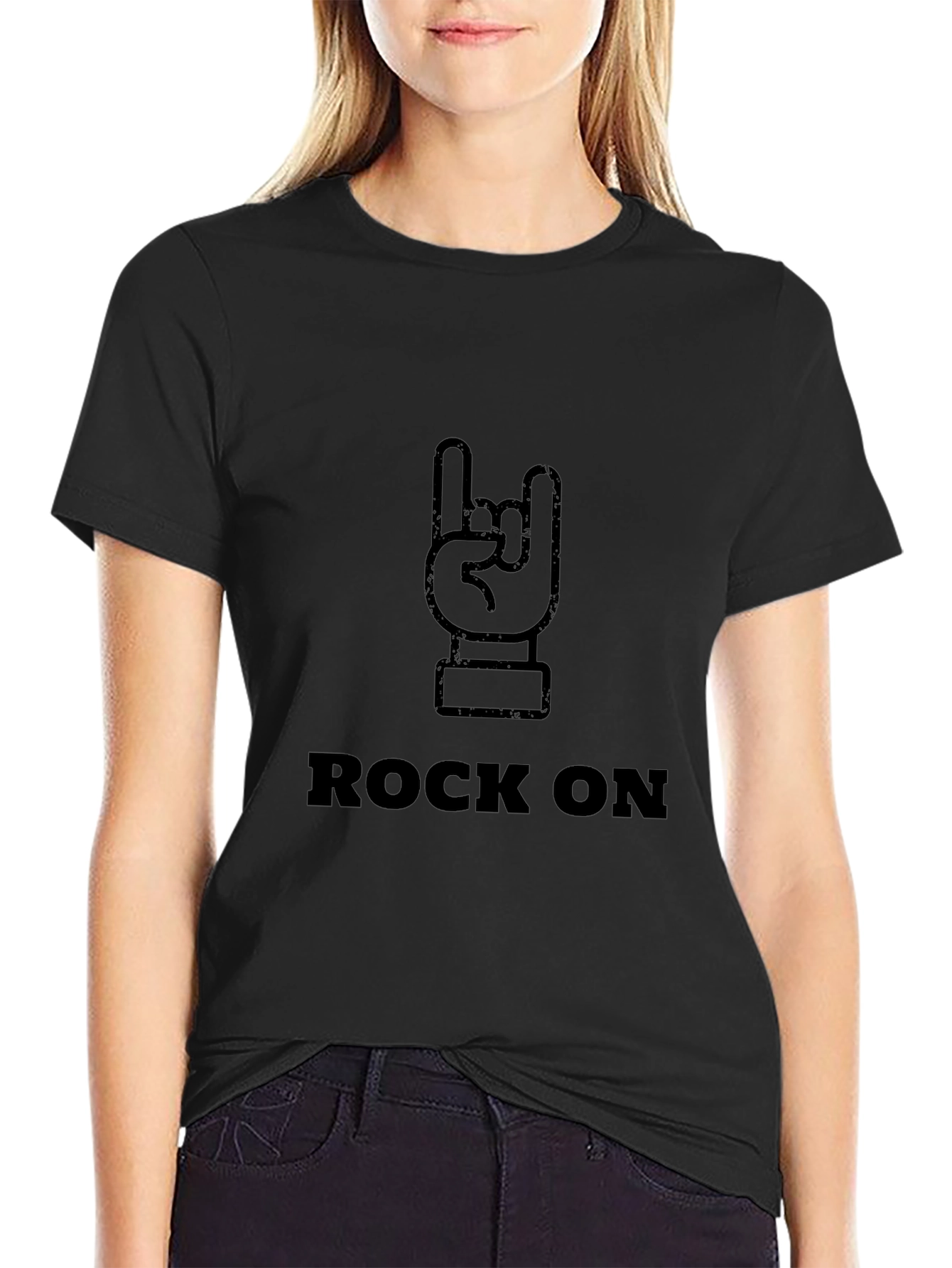 Rock On Graphic Tee - Black Cotton T-Shirt