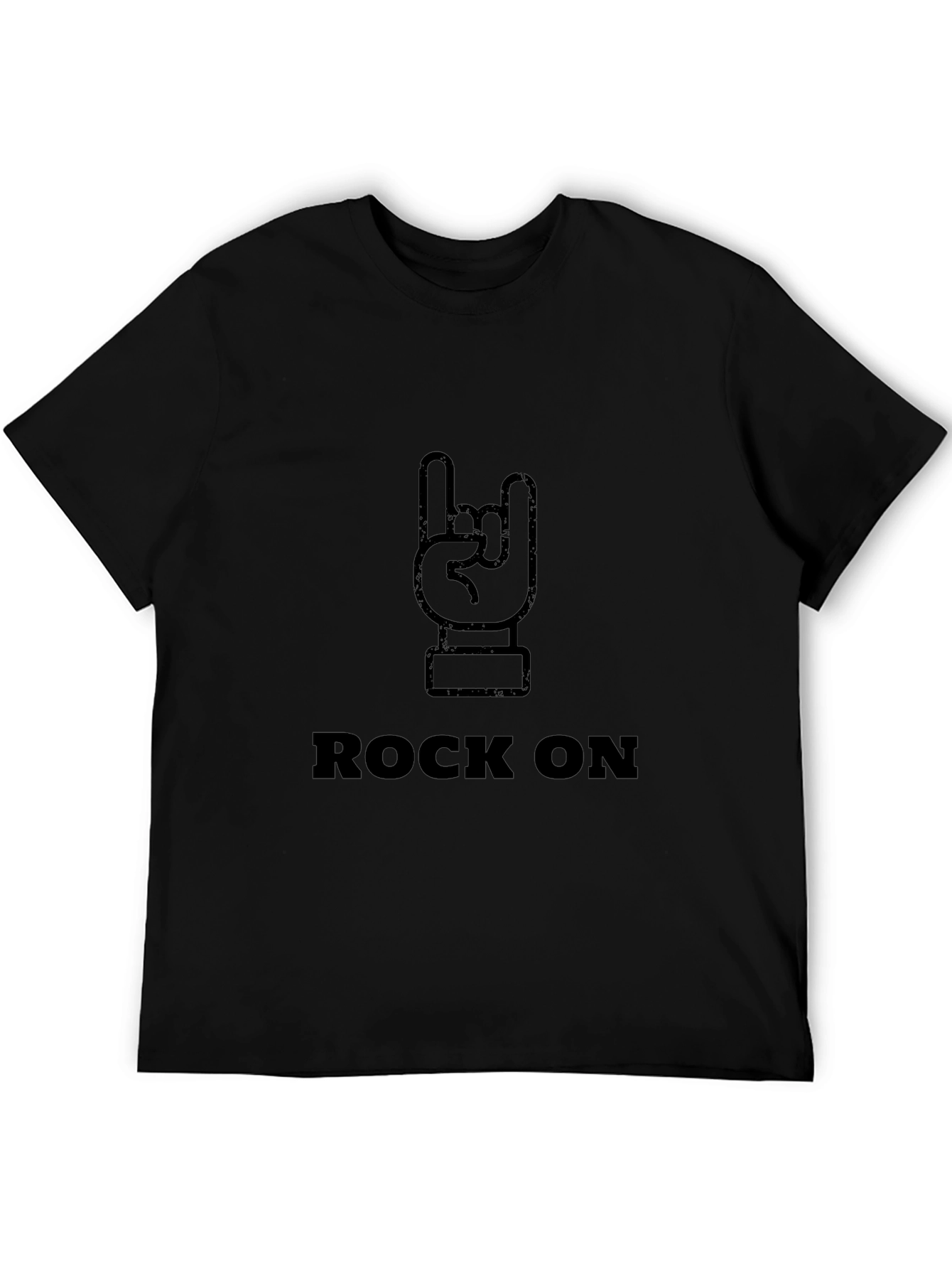 Rock On Graphic Tee - Black Cotton T-Shirt