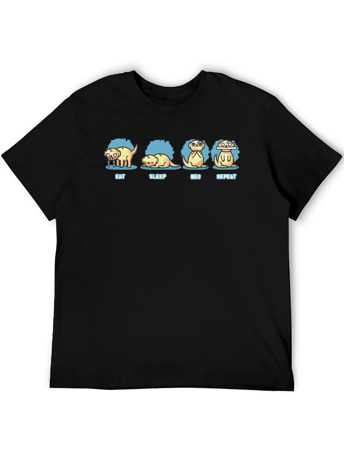 Eat Sleep Beg Repeat Black T-Shirt