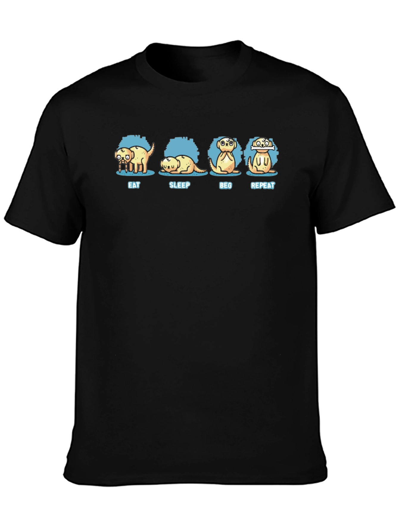 Eat Sleep Beg Repeat Black T-Shirt
