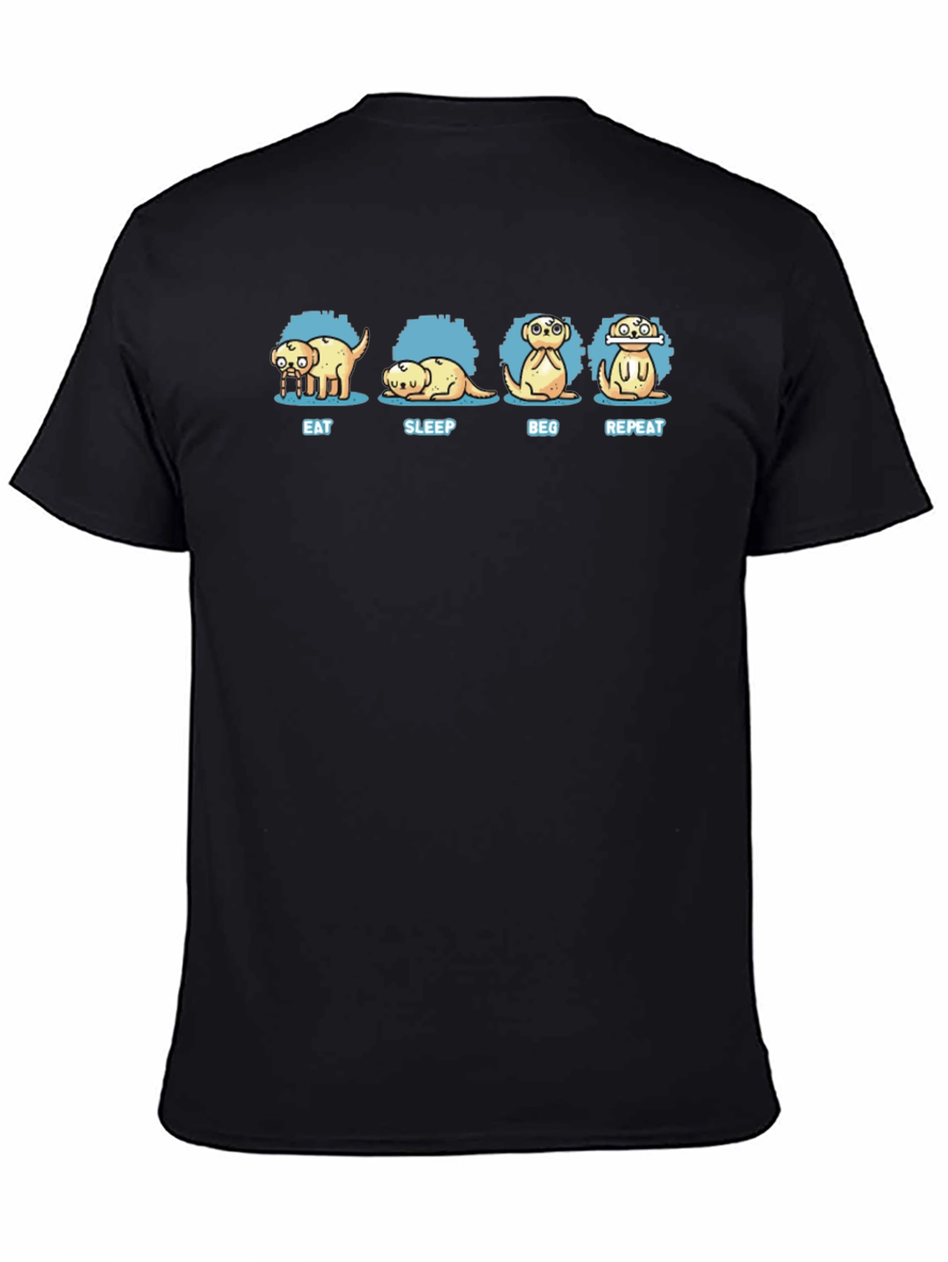 Eat Sleep Beg Repeat Black T-Shirt