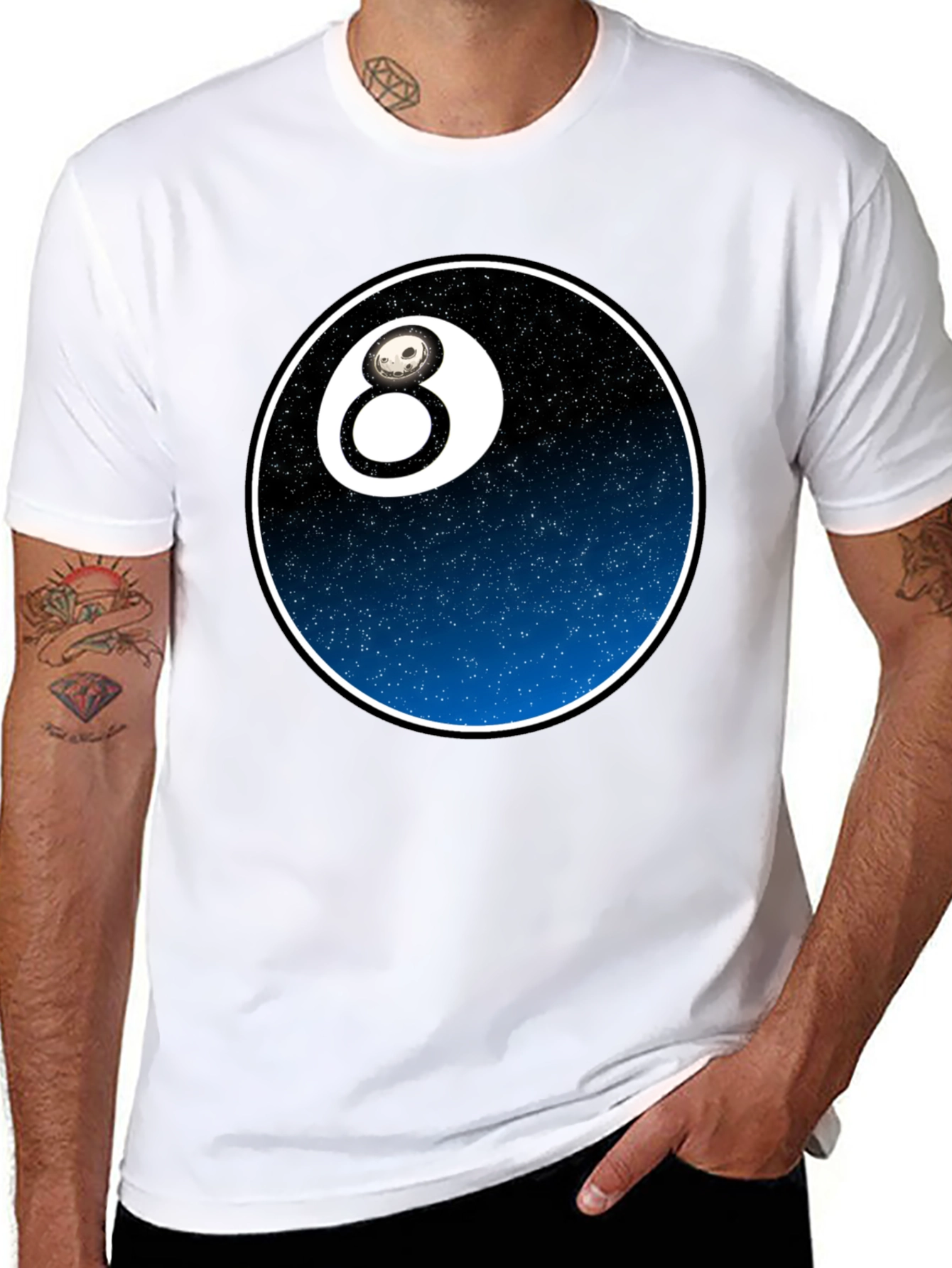 Cool 8 Ball Graphic Tee - Galaxy Design