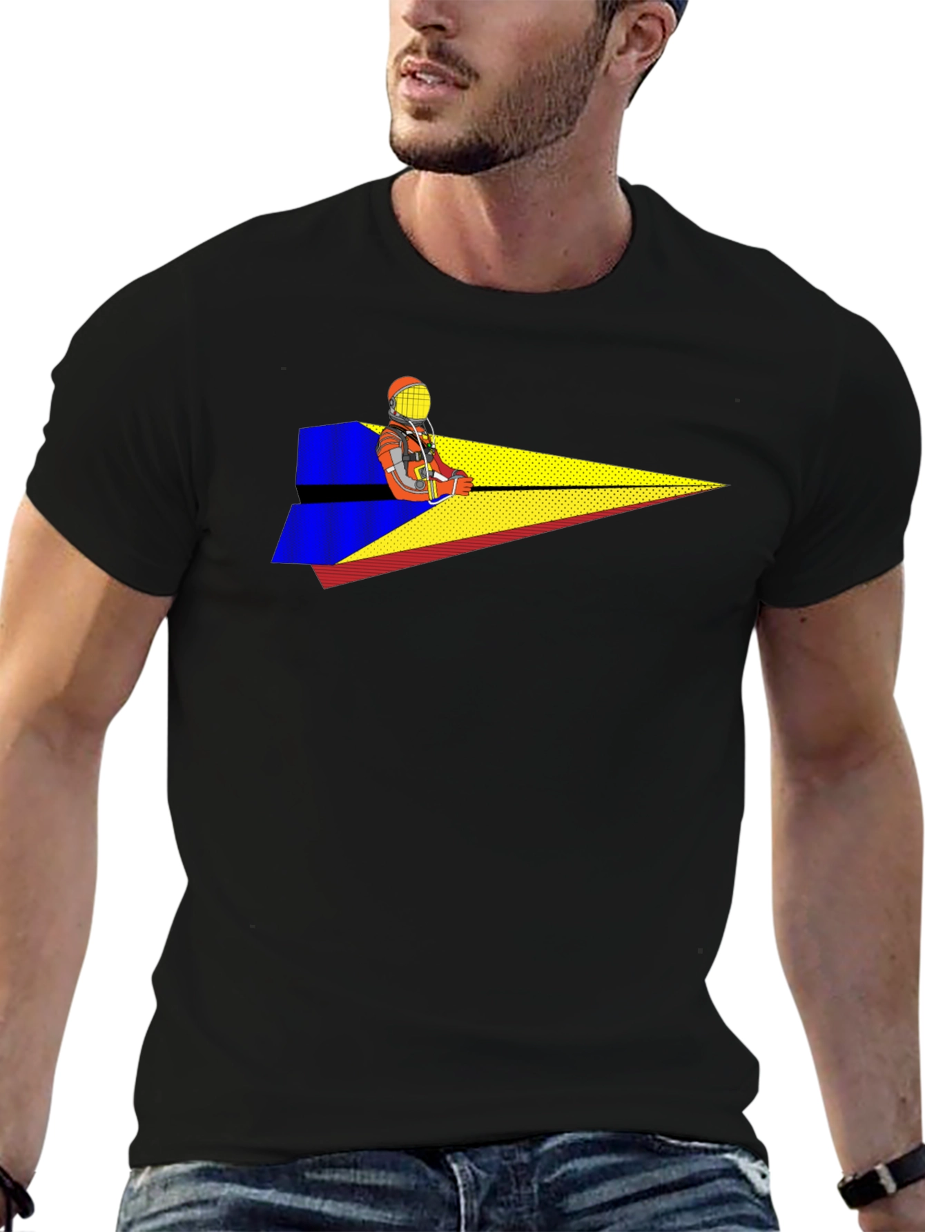 Pilot Paper Airplane T-Shirt - Black