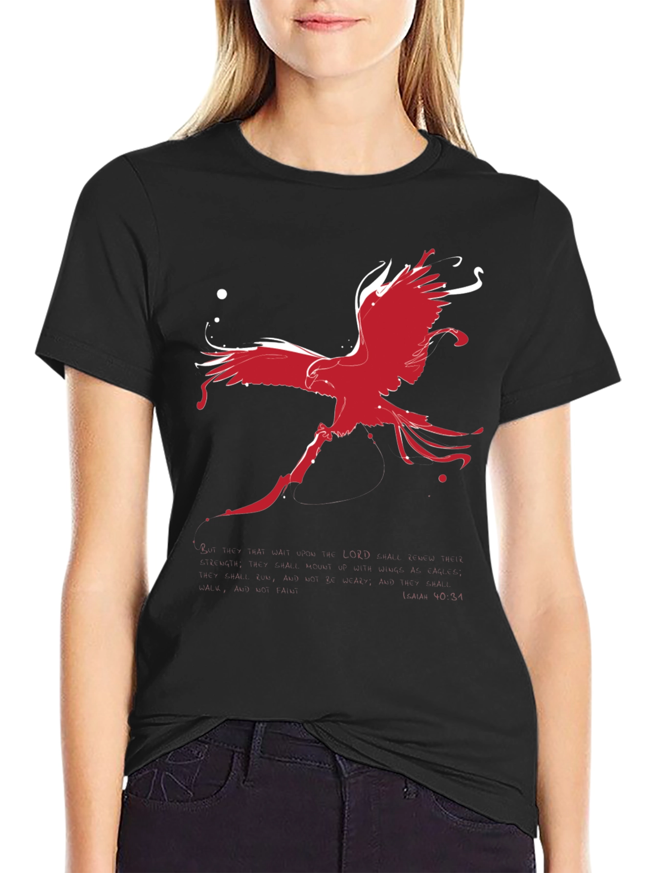 Red Phoenix Graphic Black T-Shirt