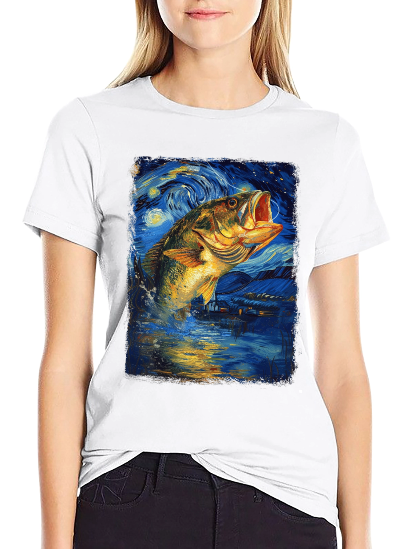 Starry Night Bass Fishing T-Shirt