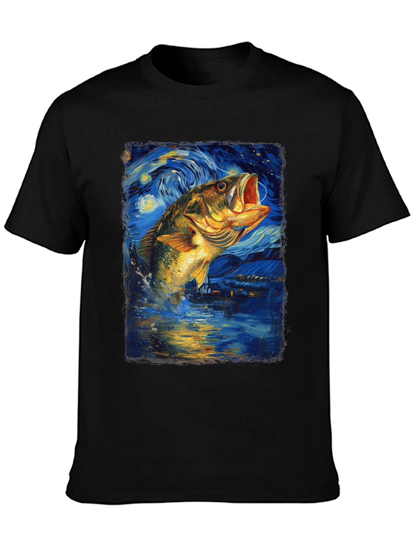 Starry Night Bass Fishing T-Shirt
