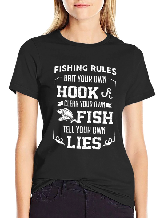 Fishing Rules Graphic Tee - Bait Hook Clean Fish Lies