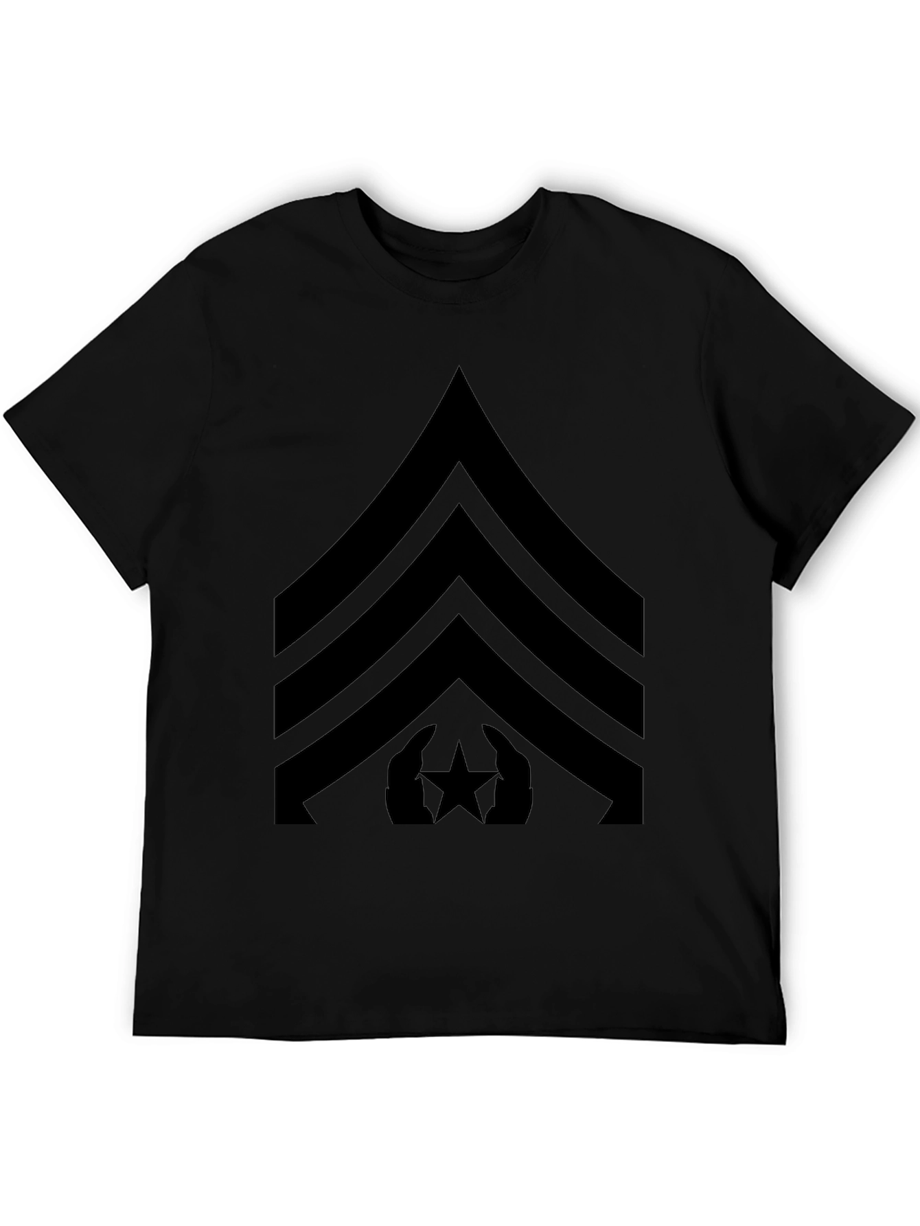 Black T-Shirt with Military Rank Design