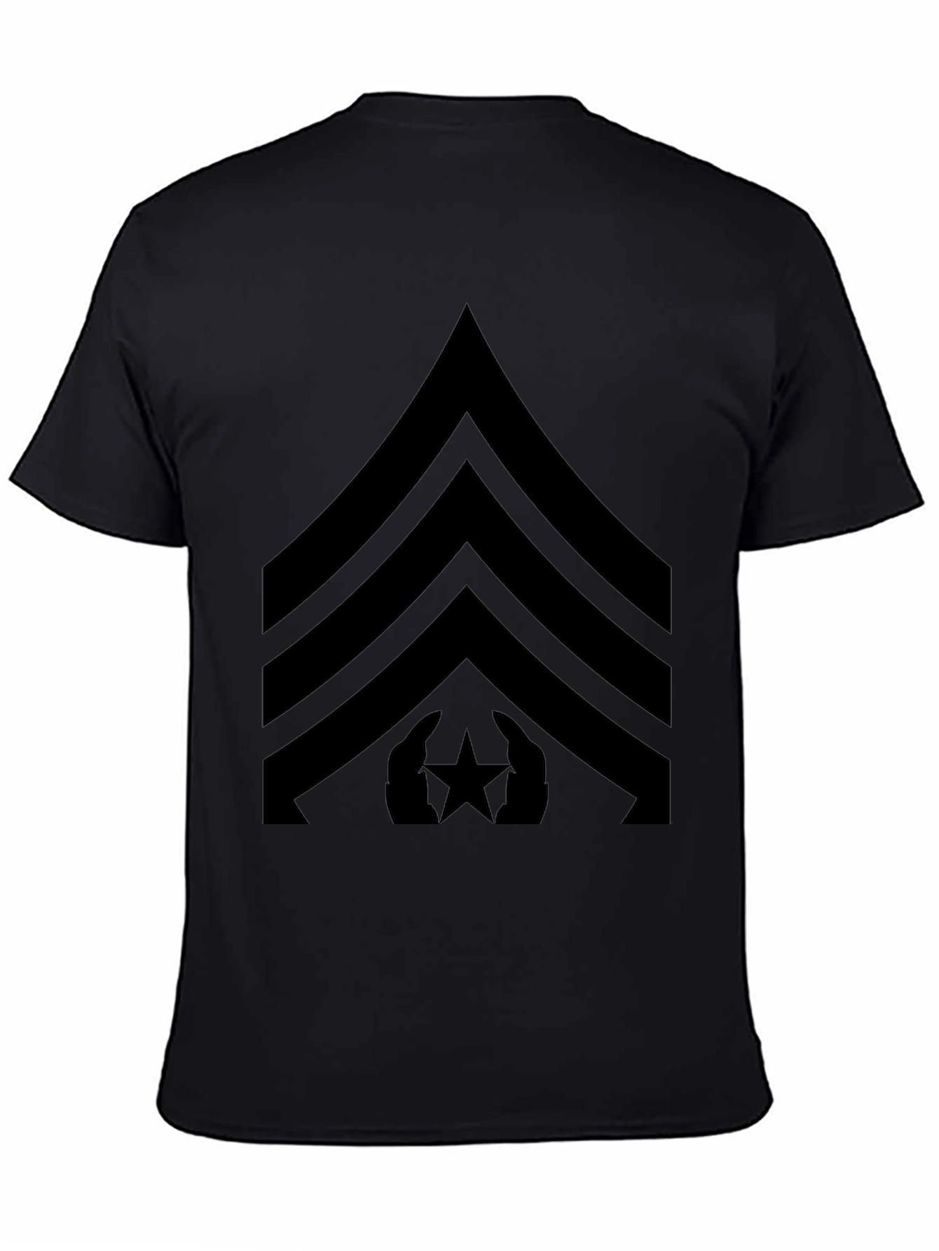 Black T-Shirt with Military Rank Design