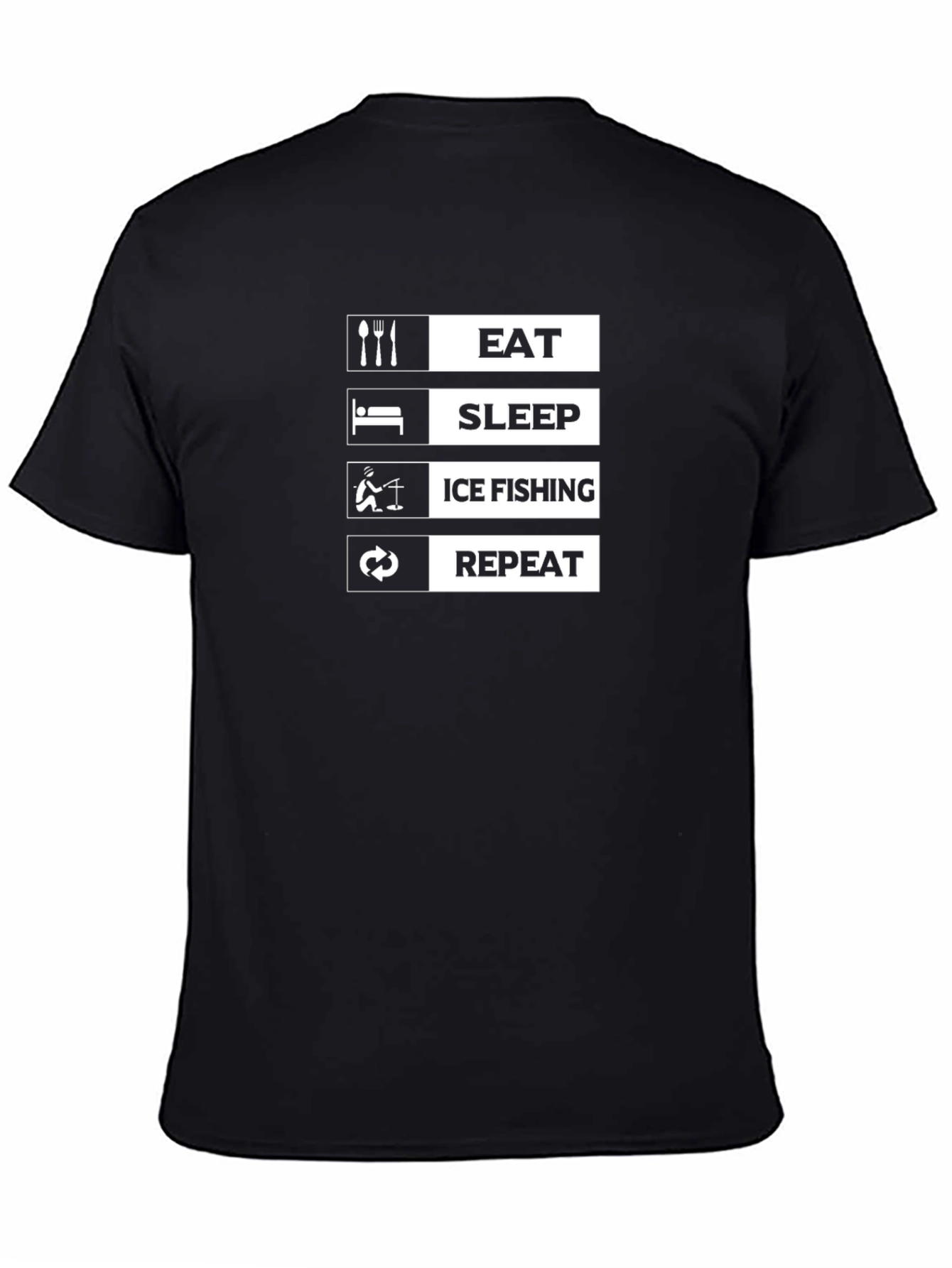 Eat Sleep Ice Fishing Repeat Black T-Shirt