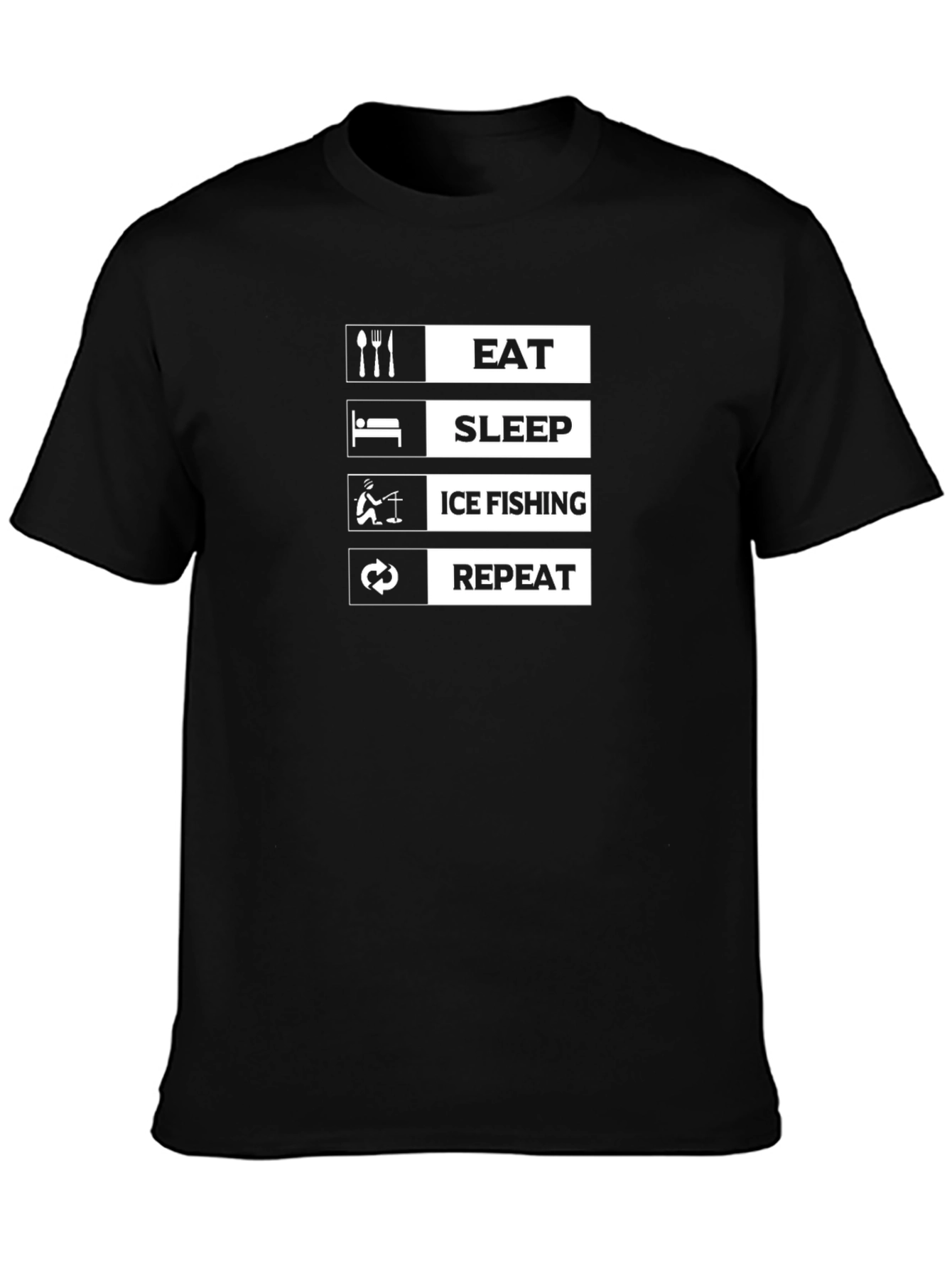 Eat Sleep Ice Fishing Repeat Black T-Shirt