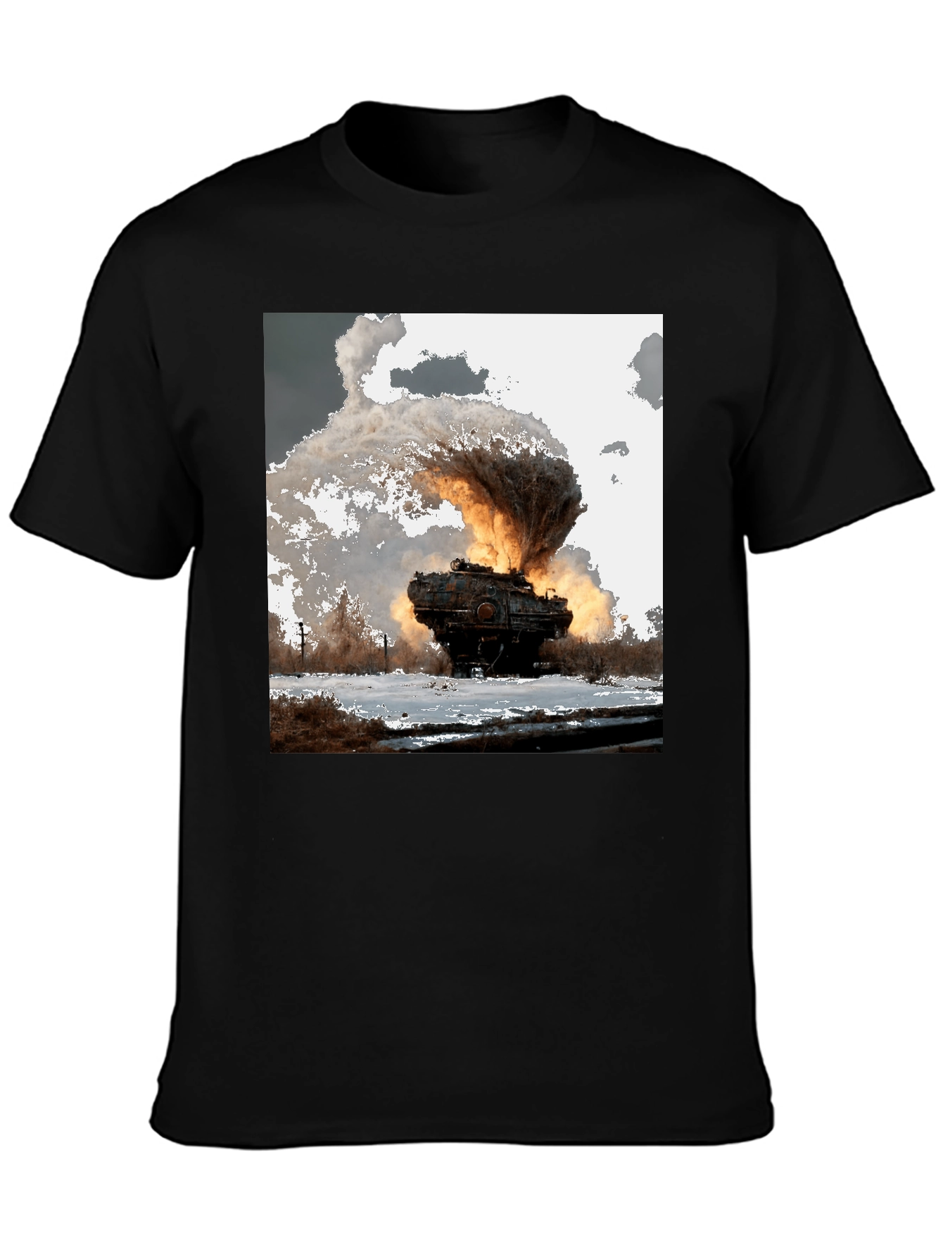 Exploding Tank Graphic Tee - Bold Black T-Shirt