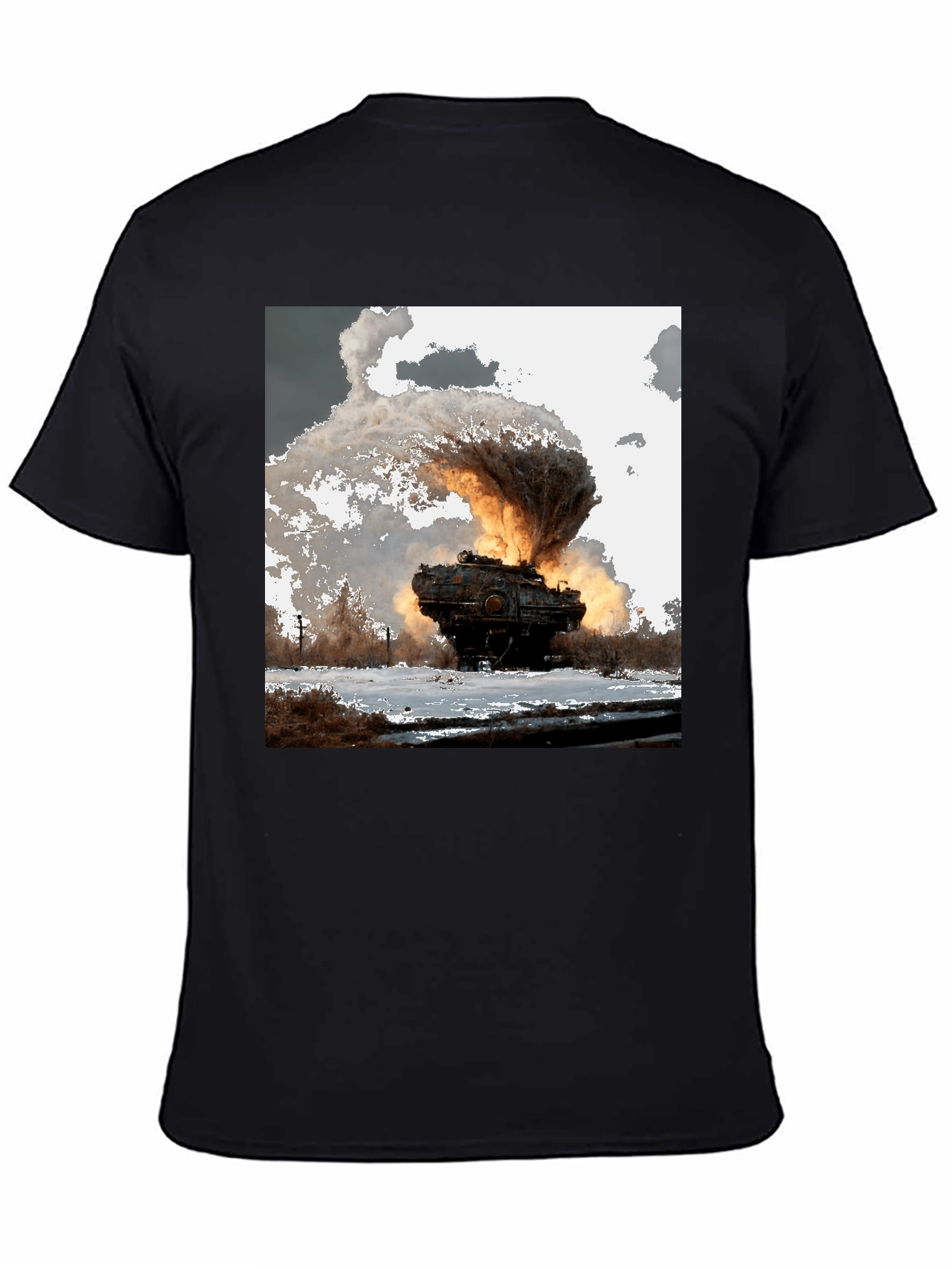 Exploding Tank Graphic Tee - Bold Black T-Shirt