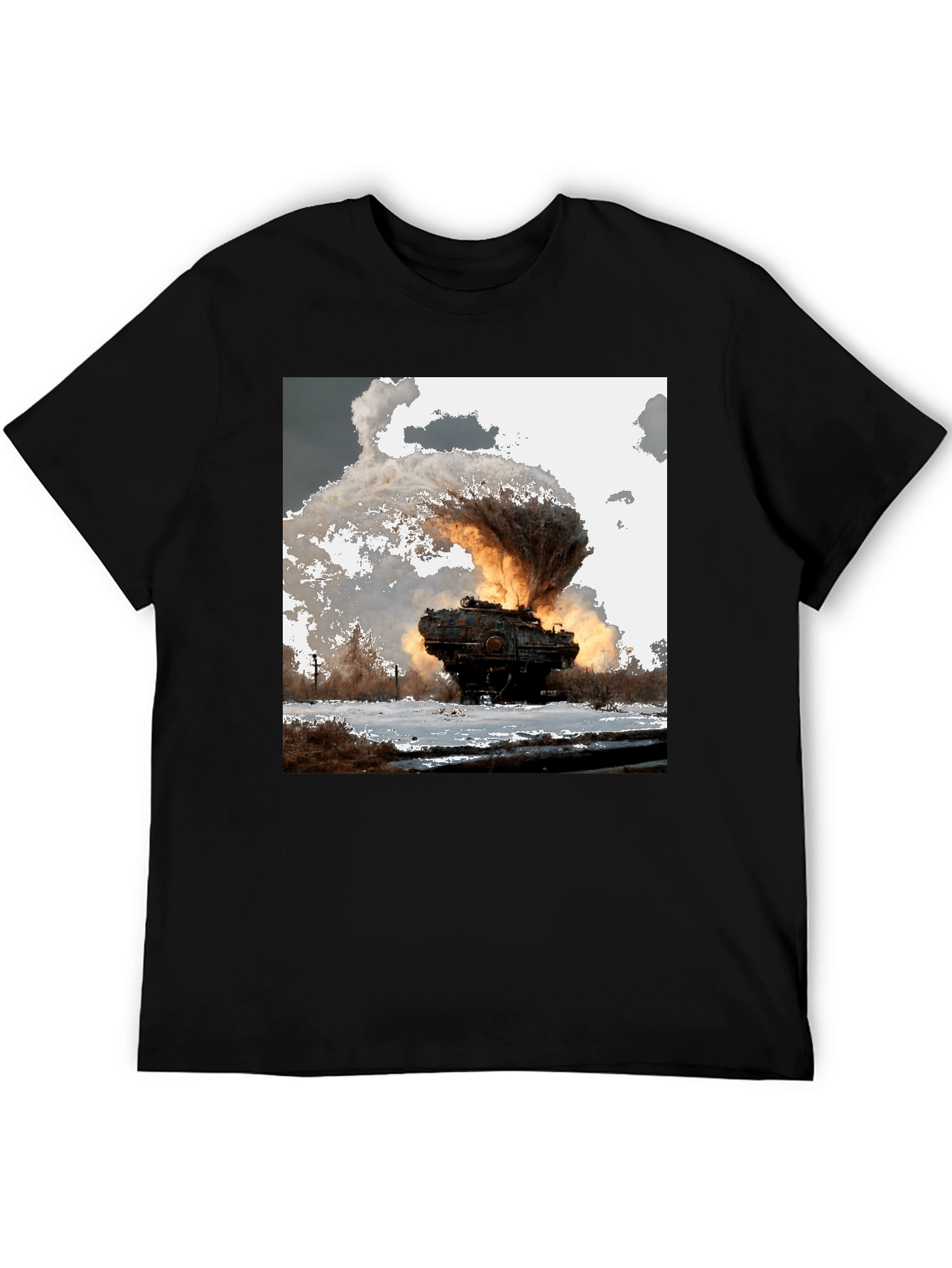 Exploding Tank Graphic Tee - Bold Black T-Shirt