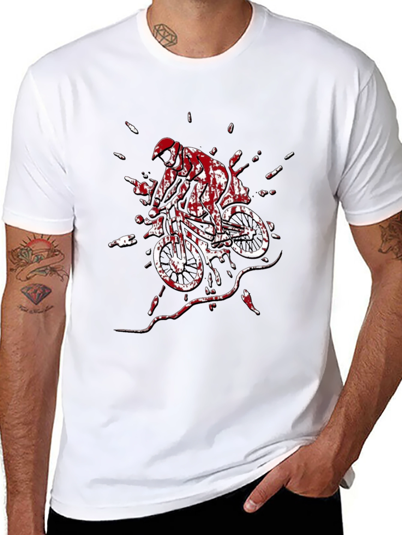 Mountain Biker Graphic Tee - Black Cotton T-Shirt