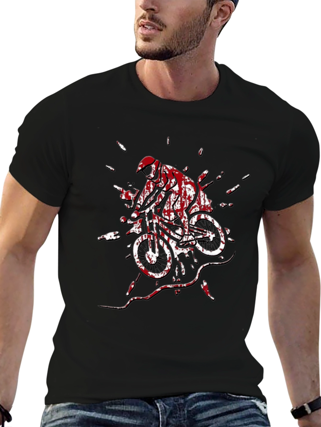 Mountain Biker Graphic Tee - Black Cotton T-Shirt