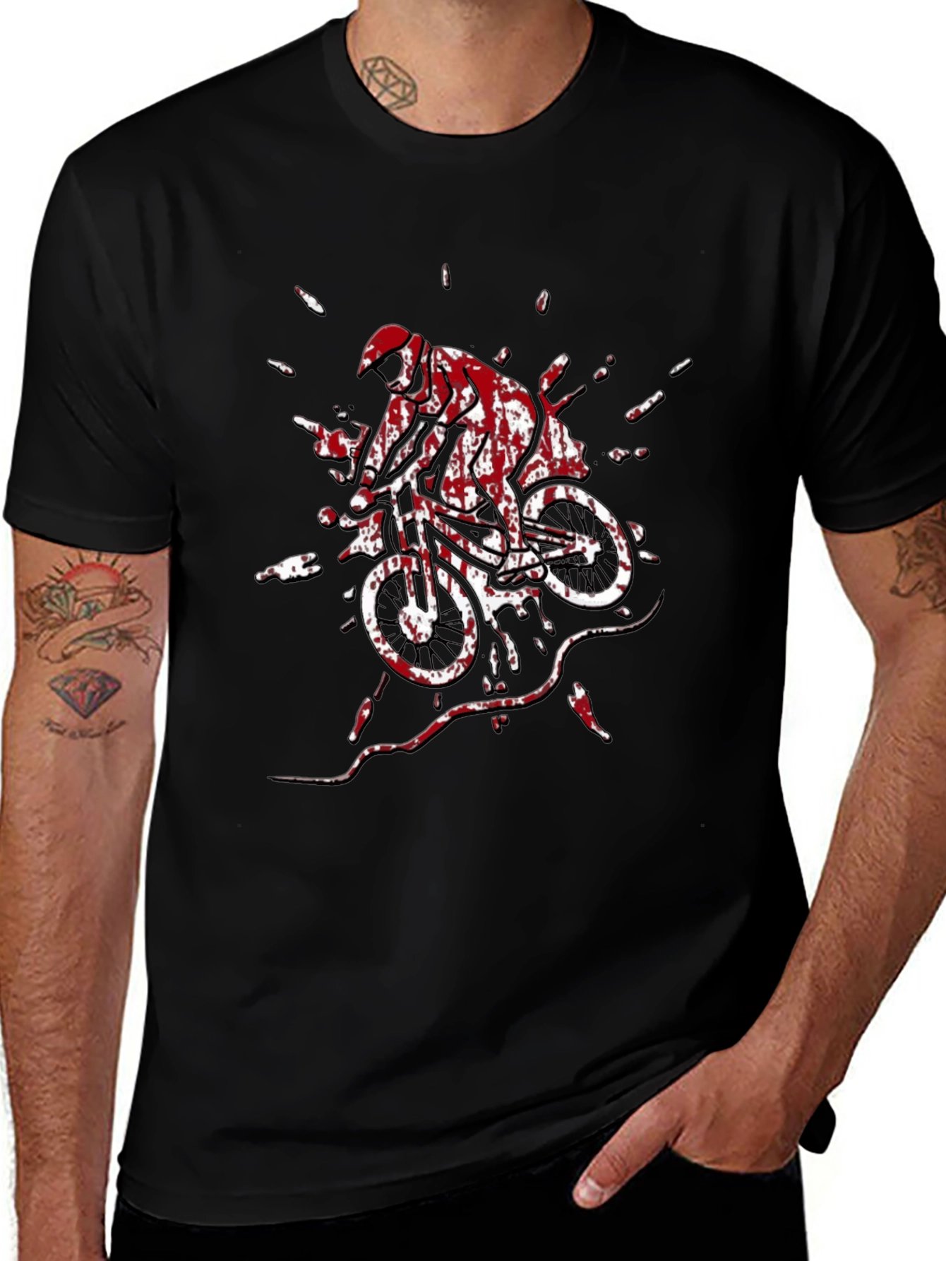 Mountain Biker Graphic Tee - Black Cotton T-Shirt