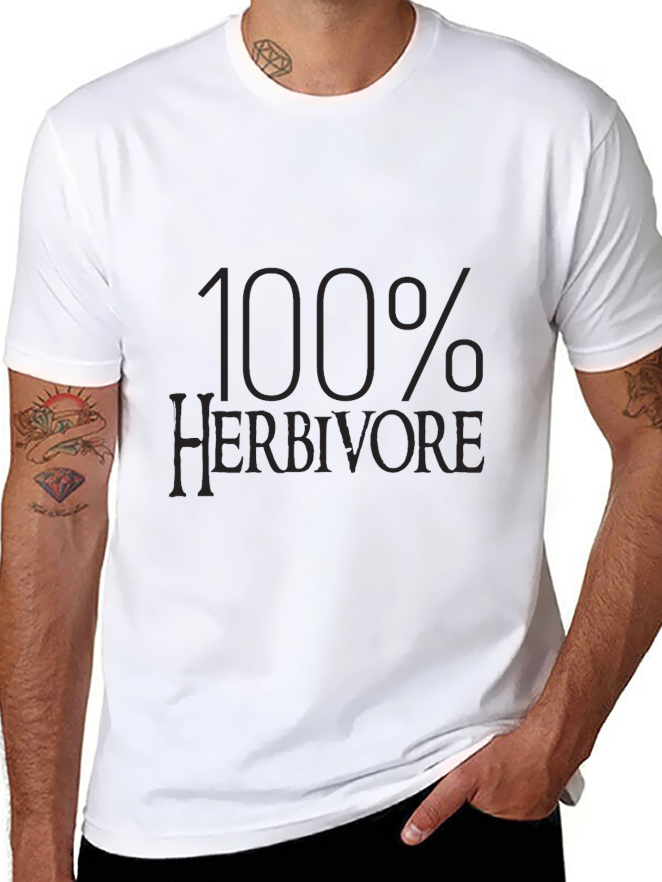 100% Herbivore Black Tee - Vegan Style
