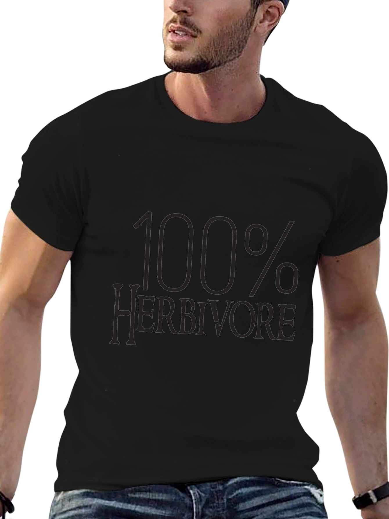 100% Herbivore Black Tee - Vegan Style