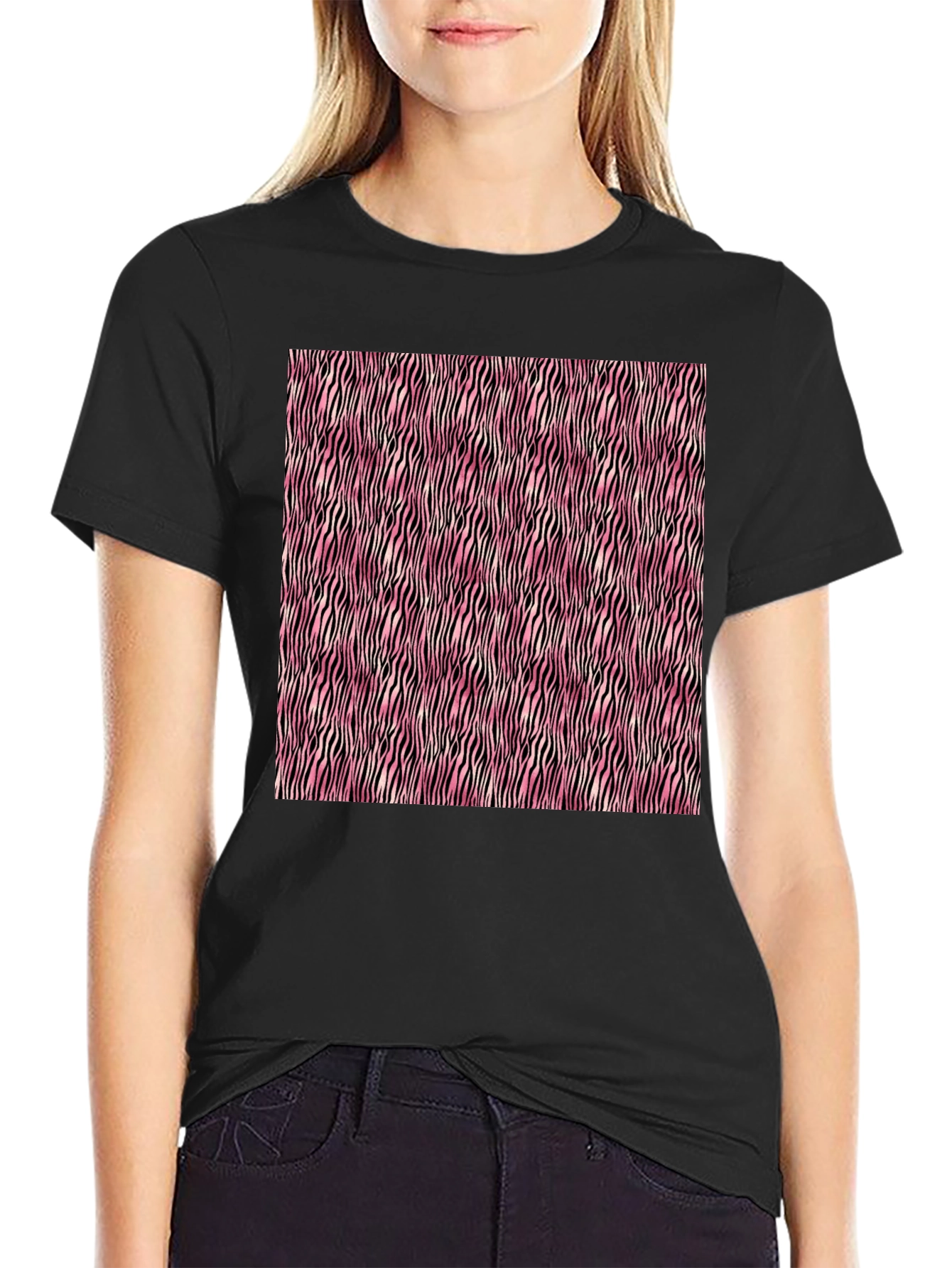 Pink Zebra Stripe Mens Tee