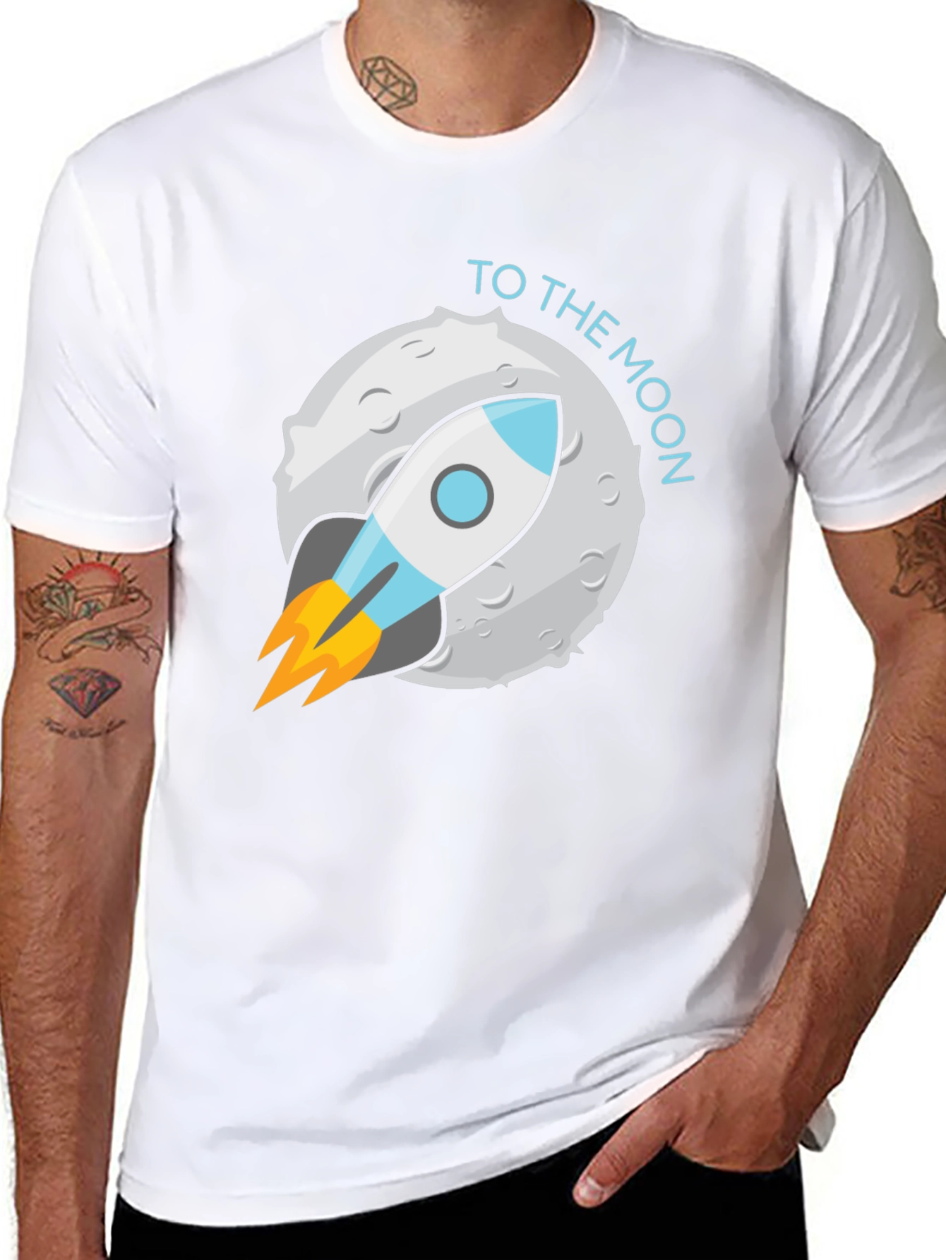 To The Moon Graphic Tee - Space Rocket Design