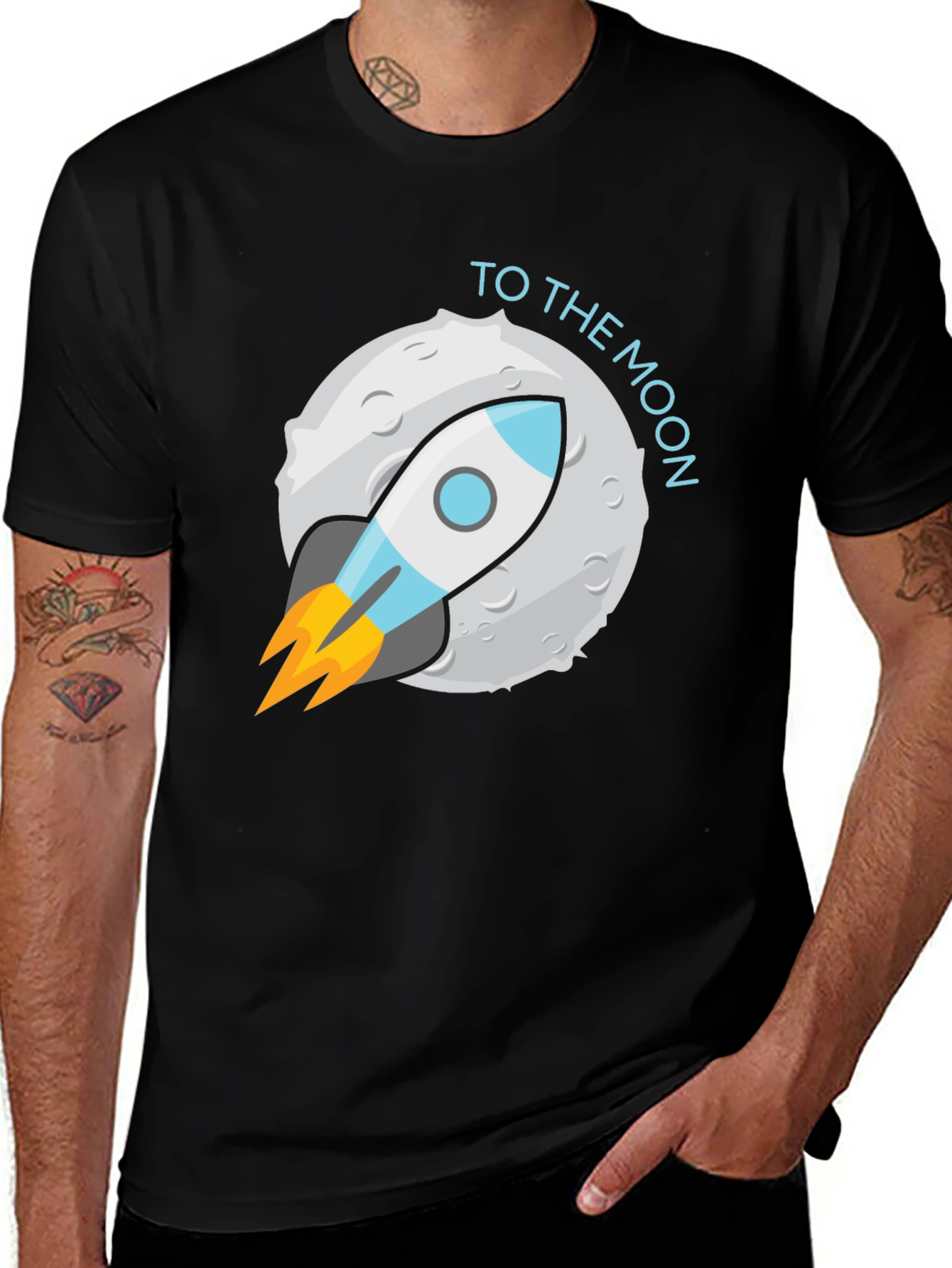 To The Moon Graphic Tee - Space Rocket Design