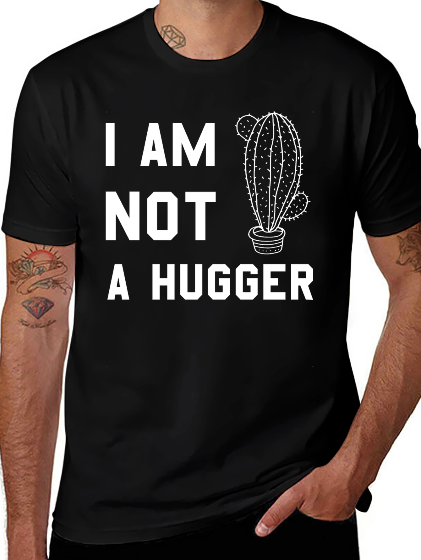 I Am Not A Hugger Cactus Graphic Tee