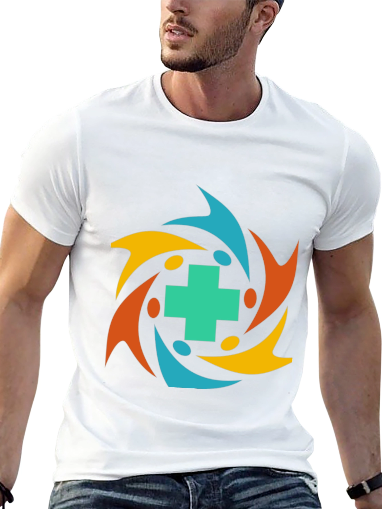Community Health T-Shirt - Teal Cross Graphic Tee