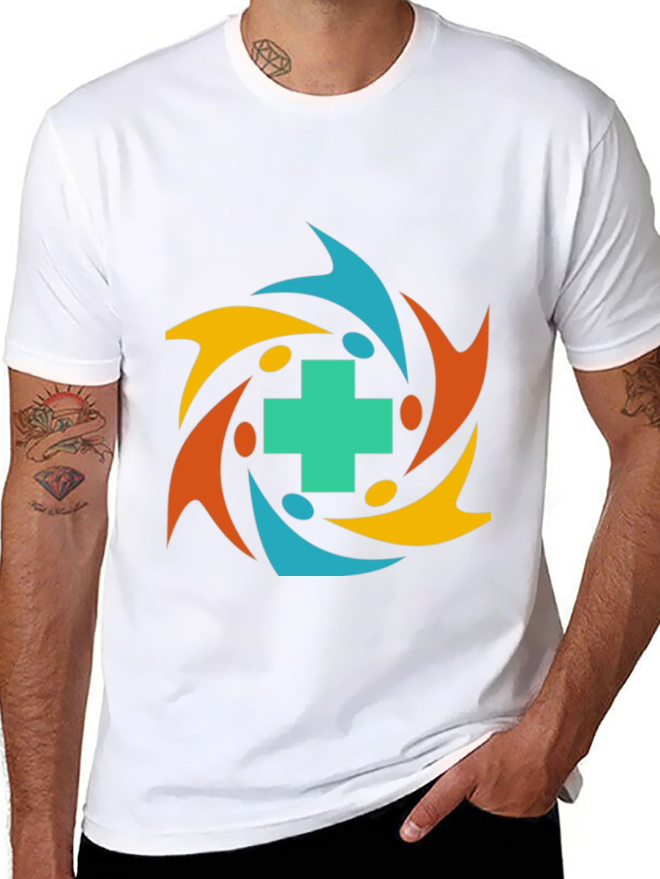 Community Health T-Shirt - Teal Cross Graphic Tee